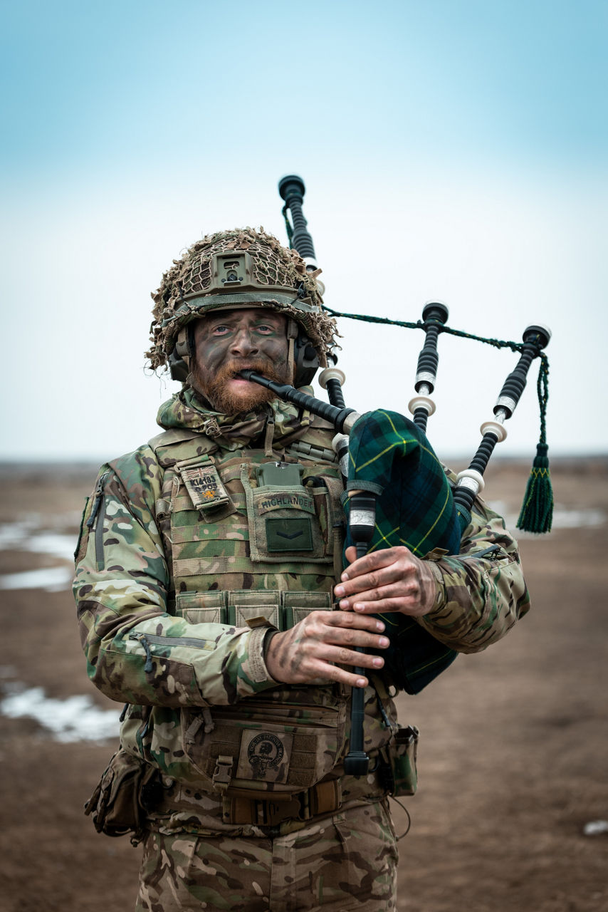 A British Army bagpiper poses for the camera during exercise Steadfast Dart 25 in Romania. 

Steadfast Dart was the first deployment exercise for the Allied Reaction Force, or ARF, NATO’s new force-in-readiness. Designed to deploy rapidly and implement the Alliance’s new regional defence plans, the ARF is currently led by NATO Rapidly Deployable Corps Italy.