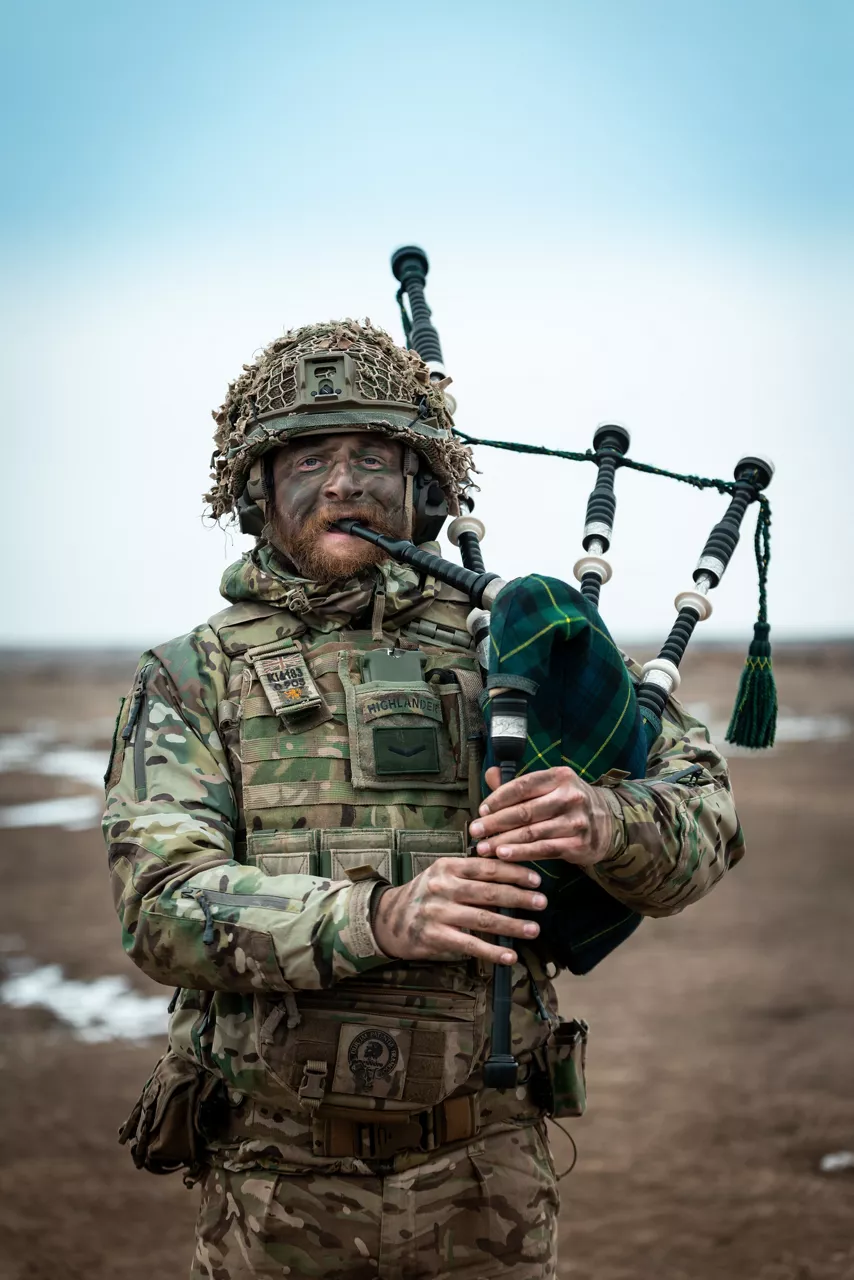 A British Army bagpiper poses for the camera during exercise Steadfast Dart 25 in Romania. 

Steadfast Dart was the first deployment exercise for the Allied Reaction Force, or ARF, NATO’s new force-in-readiness. Designed to deploy rapidly and implement the Alliance’s new regional defence plans, the ARF is currently led by NATO Rapidly Deployable Corps Italy.
