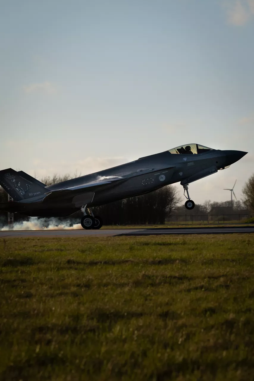 An F-35 Lightning II from the Royal Netherlands Air Force lands at Leeuwarden Air Base in the Netherlands during exercise Ramstein Flag 25. 

With over 90 aircraft from 15 NATO Allies flying out of 12 Allied air bases throughout Europe, the exercise tests NATO’s ability to perform a broad variety of air combat missions using multinational forces.
