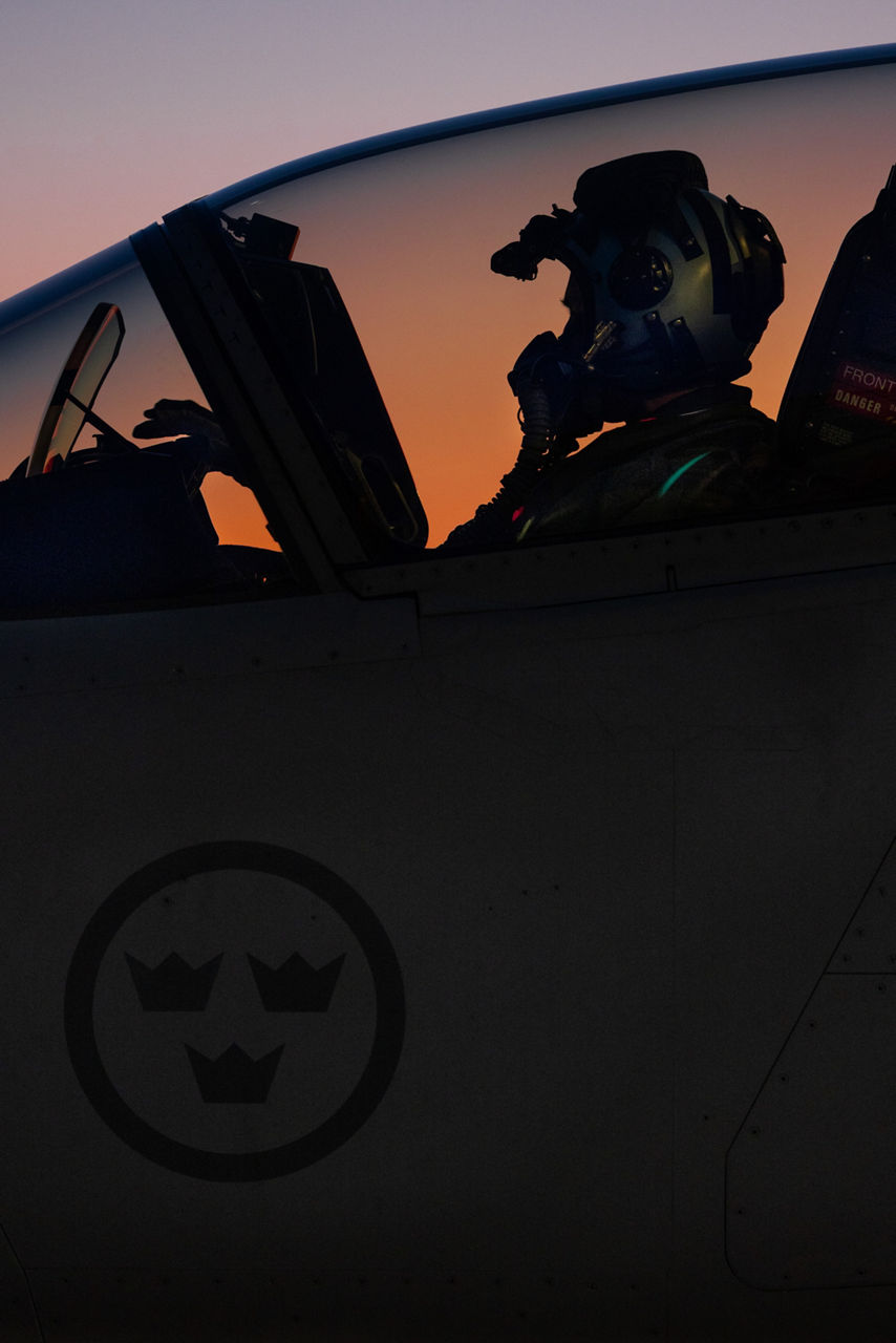 A Swedish Air Force pilot awaits takeoff clearance inside his JAS 39 Gripen fighter at Leeuwarden Air Base in the Netherlands during exercise Ramstein Flag 25. 

With over 90 aircraft from 15 NATO Allies flying out of 12 Allied air bases throughout Europe, the exercise tests NATO’s ability to perform a broad variety of air combat missions using multinational forces.