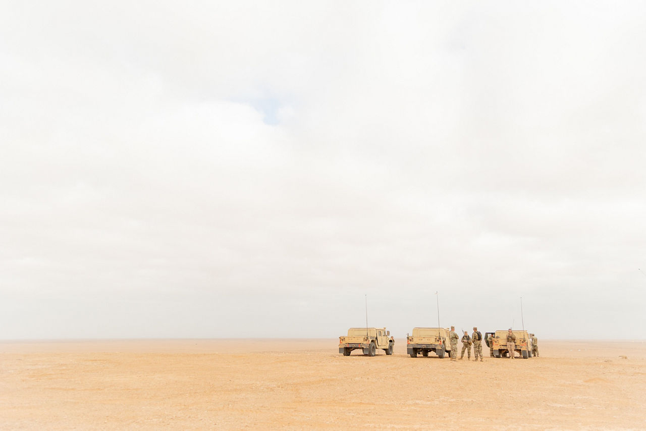 U.S. Humvees parked in a remote desert during exercise African Lion 25.



Exercise ‘African Lion 2025’ saw 10,000 troops train together in Ghana, Morocco, Senegal and Tunisia. After two weeks of classroom training, the exercise culminated in a week-long planning exercise, combining land, air, sea, space and cyberspace challenges.

