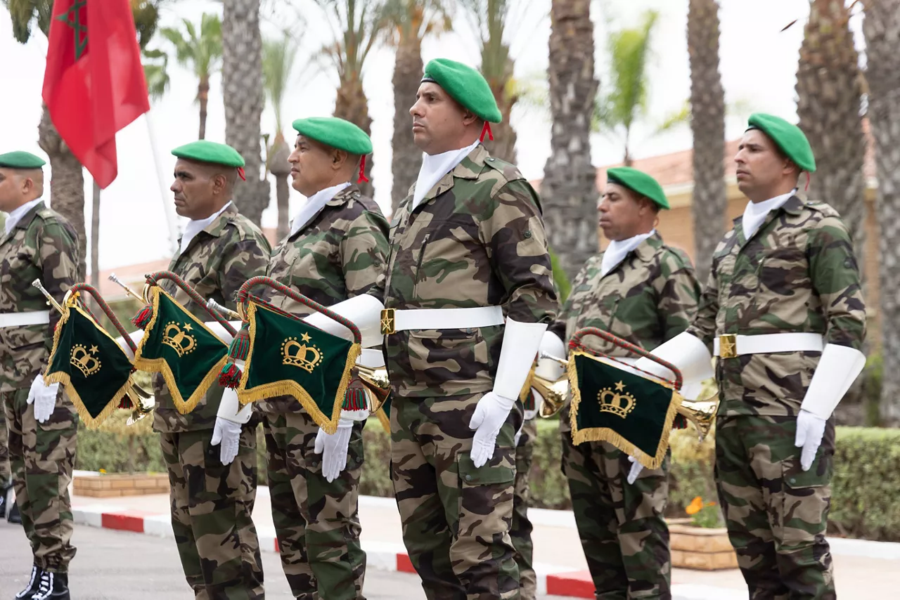 Moroccan soldiers stand at attention during exercise African Lion 25.



Exercise ‘African Lion 2025’ saw 10,000 troops train together in Ghana, Morocco, Senegal and Tunisia. After two weeks of classroom training, the exercise culminated in a week-long planning exercise, combining land, air, sea, space and cyberspace challenges.

