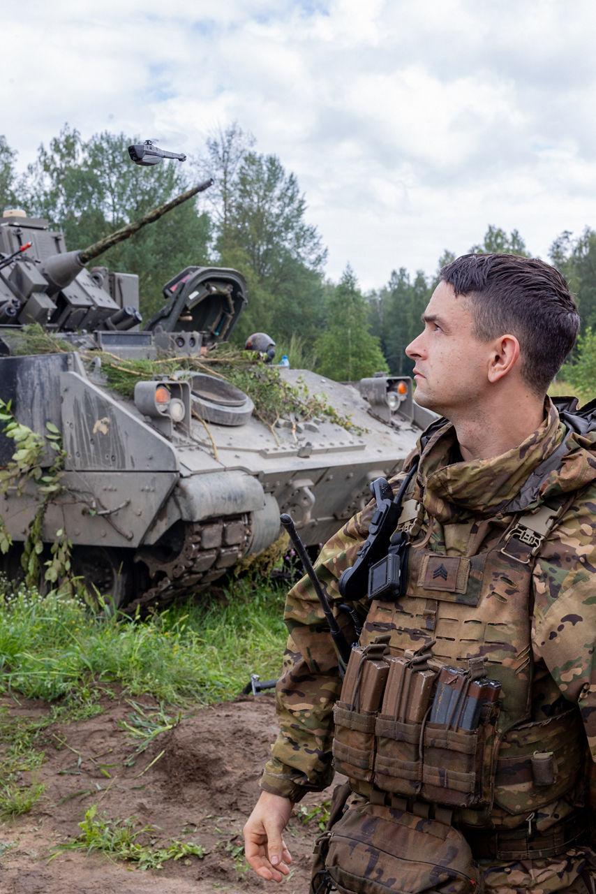 A US Army soldier calibrates his Black Hornet micro drone.

US and British troops test counter-drone tech in Poland during Project Flytrap, ensuring NATO forces are equipped to detect, track and disable drones on tomorrow’s battlefield.