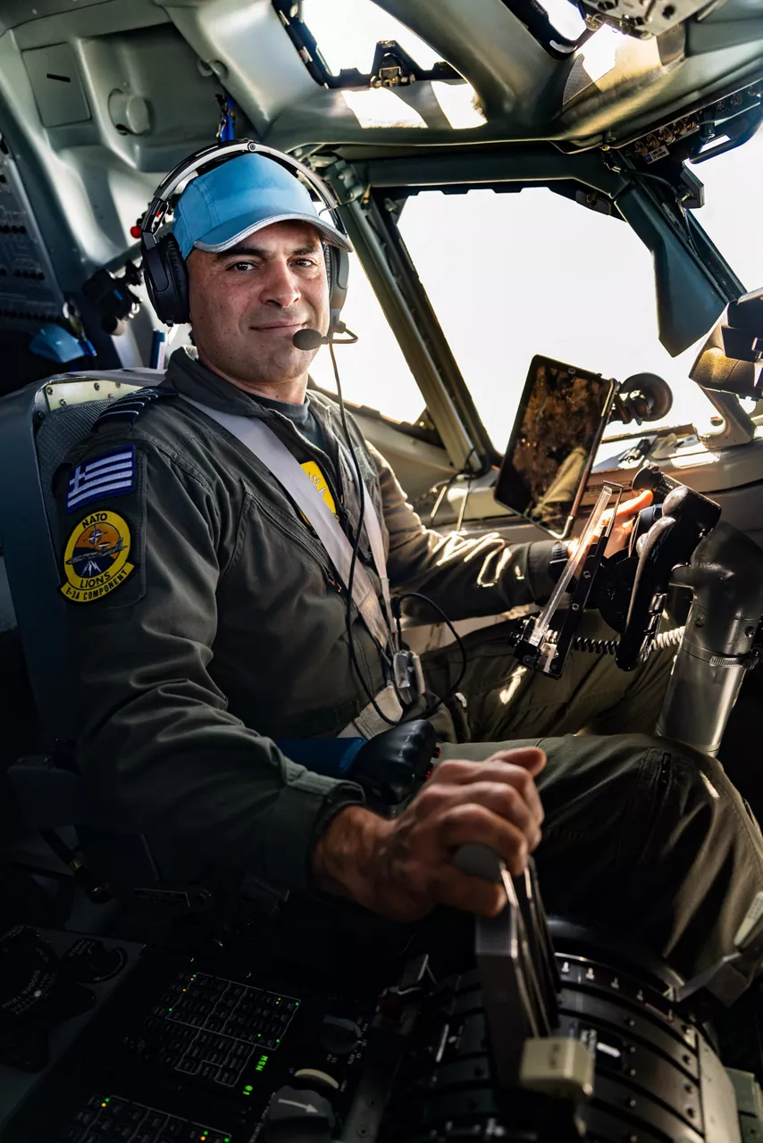 A Greek pilot patrols the skies over Poland in their E-3A Airborne Warning and Control System (AWACS) aircraft.

The first surveillance flight of NATO’s Airborne Warning and Control System (AWACS) was conducted over NATO’s eastern flank in support of a military activity called “Eastern Sentry” on 19 September 2025. This multi-domain activity is a direct response to recent airspace violations — including the incursion of multiple Russian drones into Polish airspace on 10 September 2025. Eastern Sentry will further strengthen NATO’s posture to shield and protect all Allies.