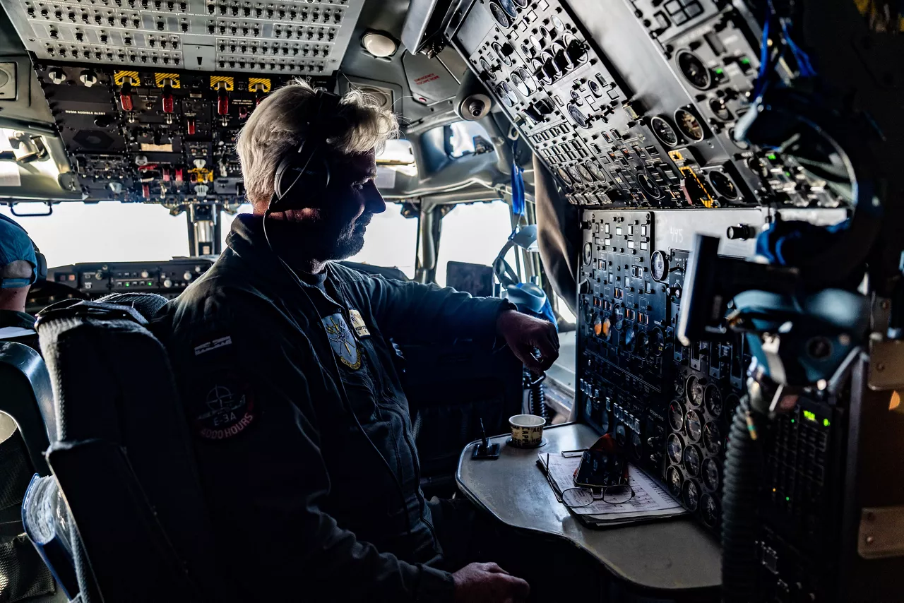 A Dutch Air Force flight engineer monitors the systems of the E-3A Airborne Warning and Control System (AWACS) aircraft.

The first surveillance flight of NATO’s Airborne Warning and Control System (AWACS) was conducted over NATO’s eastern flank in support of a military activity called “Eastern Sentry” on 19 September 2025. This multi-domain activity is a direct response to recent airspace violations — including the incursion of multiple Russian drones into Polish airspace on 10 September 2025. Eastern Sentry will further strengthen NATO’s posture to shield and protect all Allies.
