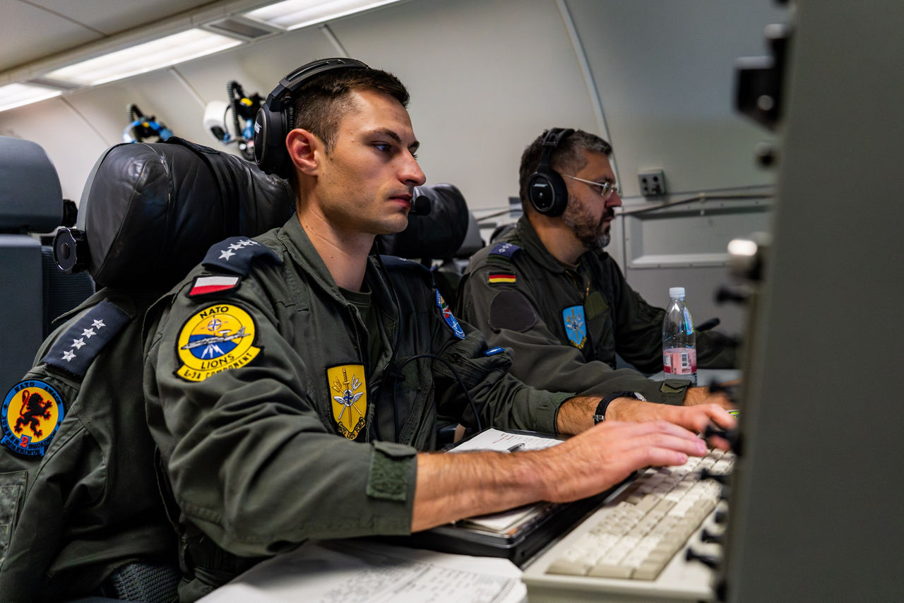 Aircrew from Germany and Poland monitor the skies over Poland in their E-3A Airborne Warning and Control System (AWACS) aircraft.

The first surveillance flight of NATO’s Airborne Warning and Control System (AWACS) was conducted over NATO’s eastern flank in support of a military activity called “Eastern Sentry” on 19 September 2025. This multi-domain activity is a direct response to recent airspace violations — including the incursion of multiple Russian drones into Polish airspace on 10 September 2025. Eastern Sentry will further strengthen NATO’s posture to shield and protect all Allies.