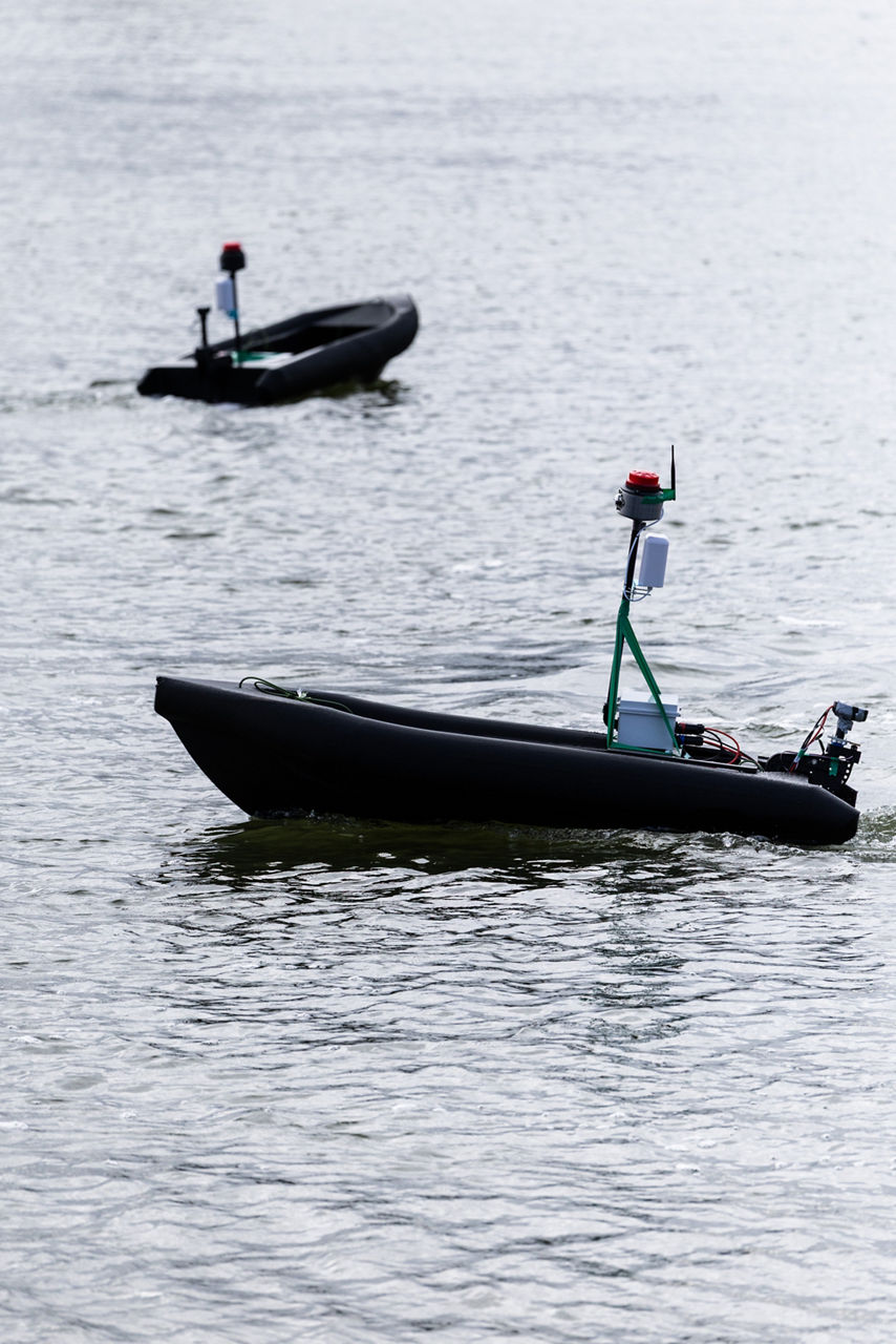 3D-printed drone boats float in the harbour at Den Helder Naval Base in the Netherlands during Exercise Bold Machina 25. 

Held by NATO’s Allied Special Operations Command (SOFCOM), exercise Bold Machina 25 is a series of experimental trials intended to test out emerging technologies in special operations held at sea.