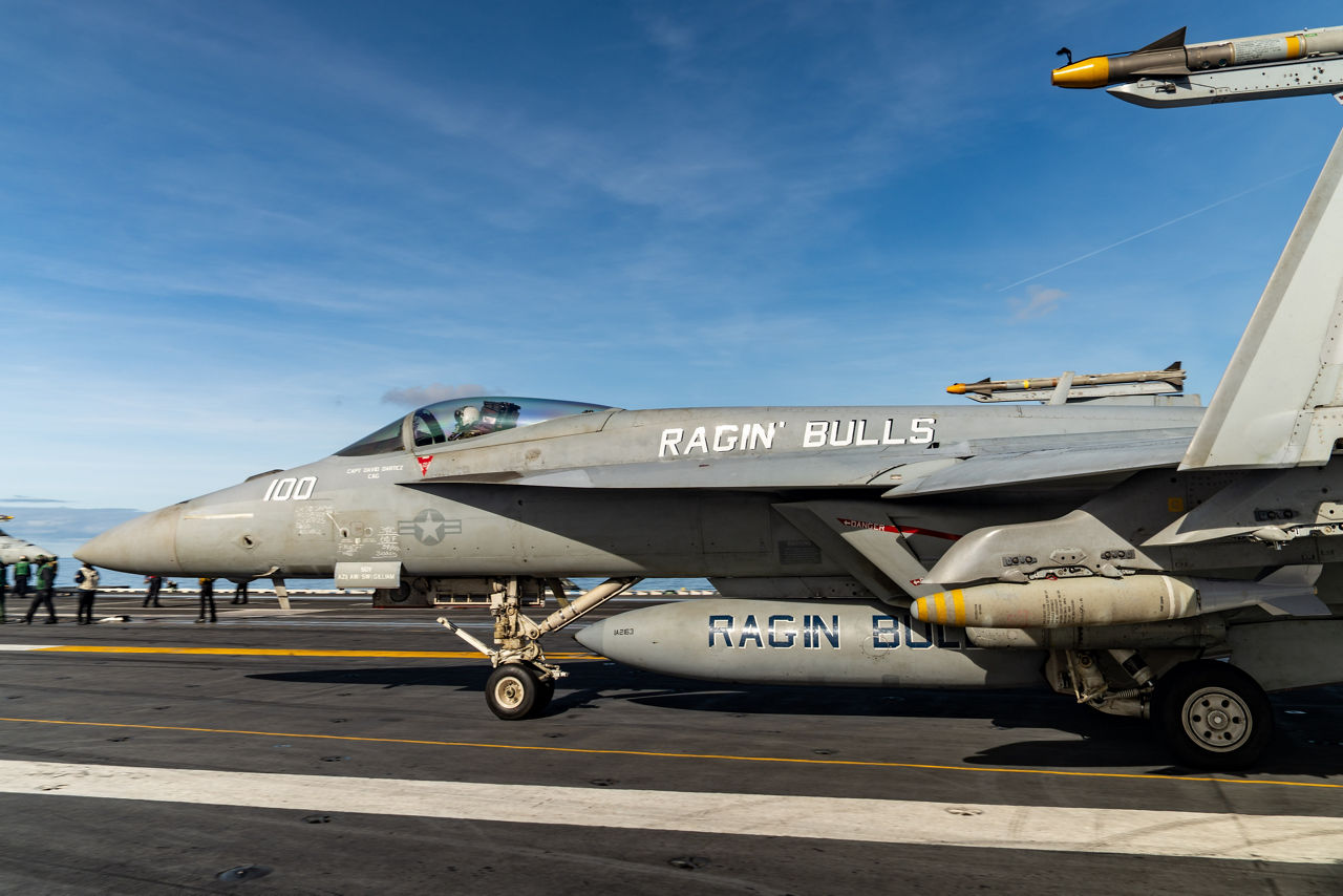 A U.S. Navy F/A-18 Super Hornet taxis on the flight deck of the USS Gerald R. Ford.

The USS Gerald R. Ford sailed under NATO command for Neptune Strike 25-3, a long-planned enhanced vigilance activity designed to demonstrate the complex integration of high-end maritime strike capabilities and air-land integration. It took place from 22 until 26 September 2025.