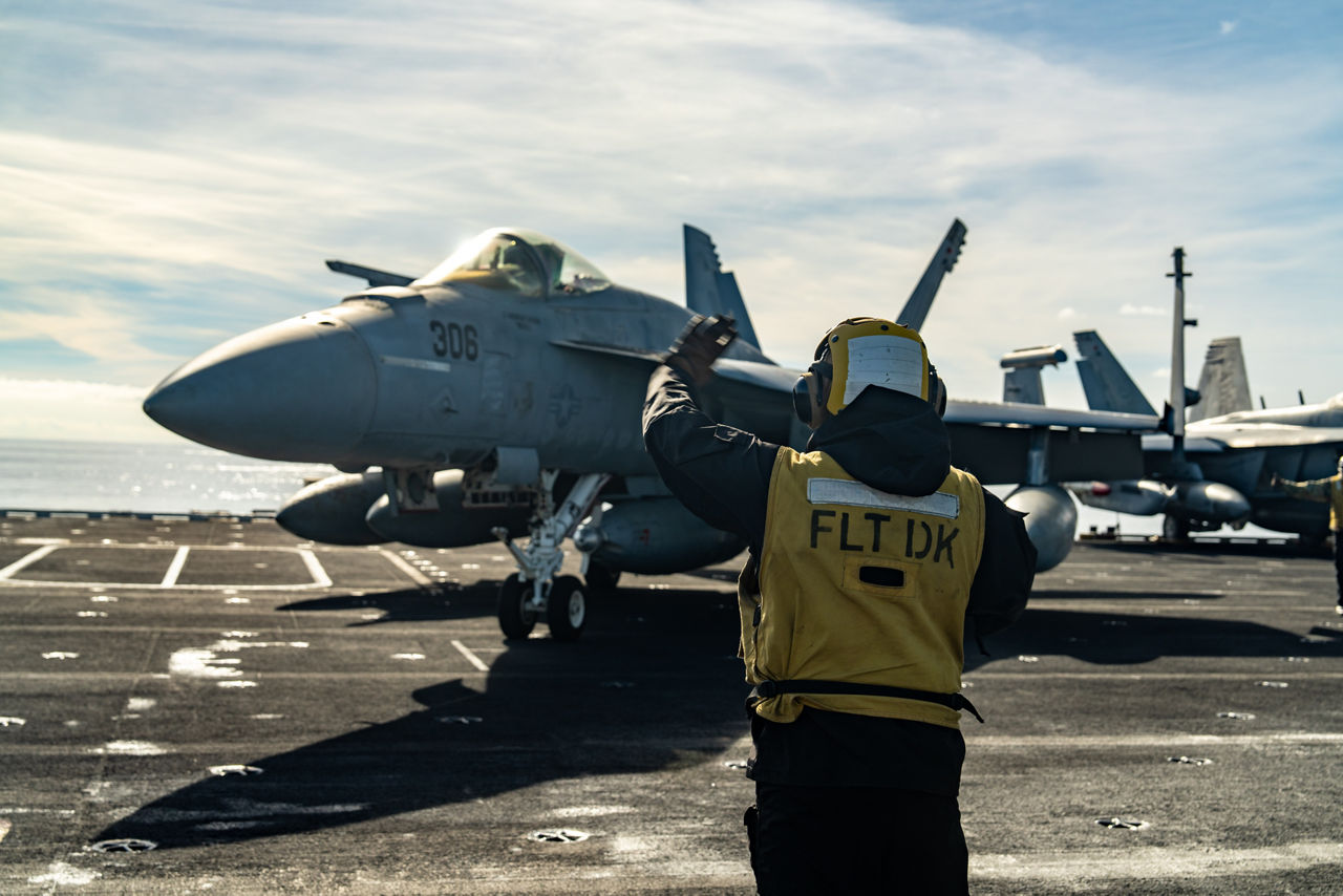 A U.S. Navy F/A-18 Super Hornet taxis on the flight deck of the USS Gerald R. Ford.

The USS Gerald R. Ford sailed under NATO command for Neptune Strike 25-3, a long-planned enhanced vigilance activity designed to demonstrate the complex integration of high-end maritime strike capabilities and air-land integration. It took place from 22 until 26 September 2025.