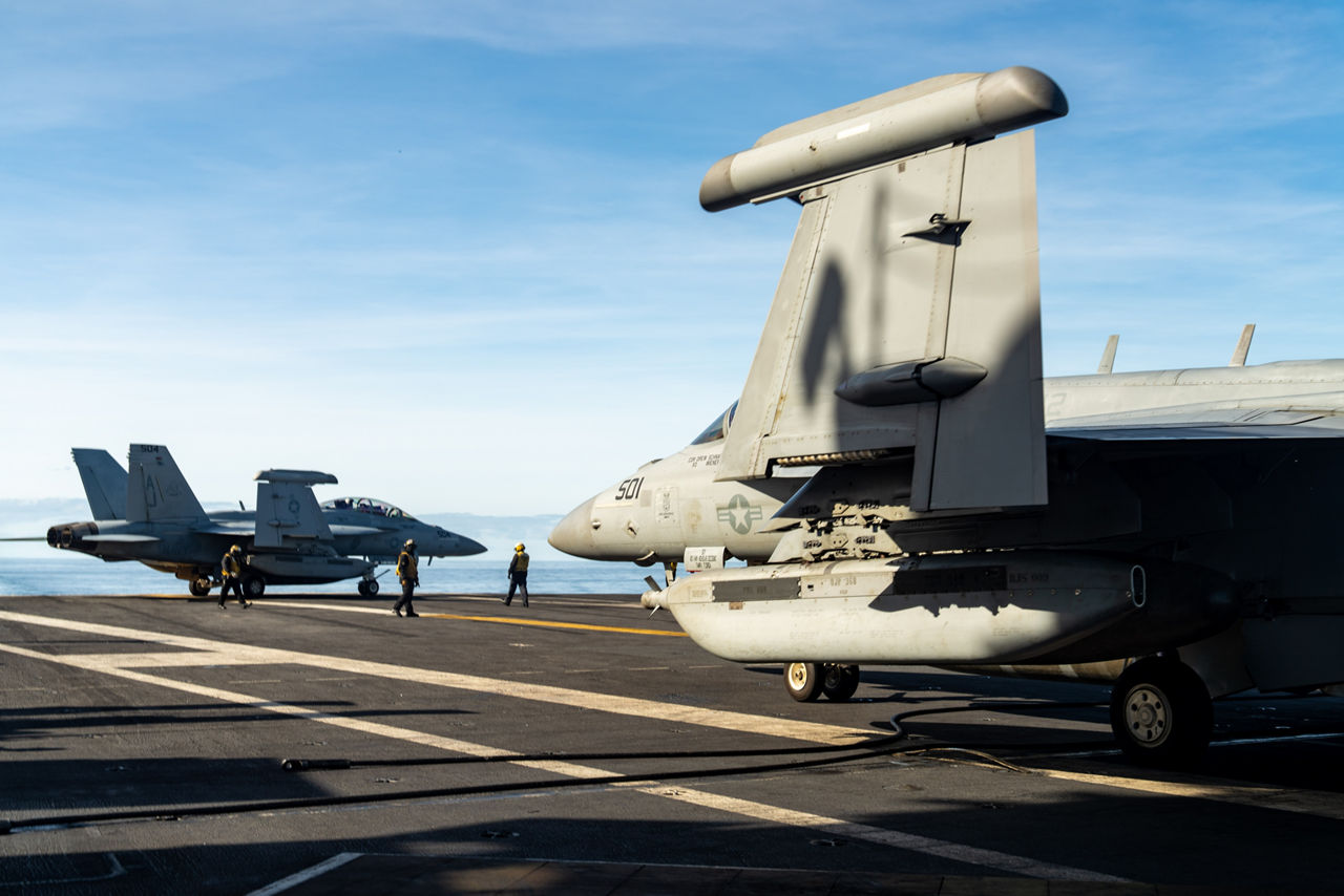 US Navy F/A-18 Super Hornets taxi on the flight deck of the USS Gerald R. Ford.

The USS Gerald R. Ford sailed under NATO command for Neptune Strike 25-3, a long-planned enhanced vigilance activity designed to demonstrate the complex integration of high-end maritime strike capabilities and air-land integration. It took place from 22 until 26 September 2025.