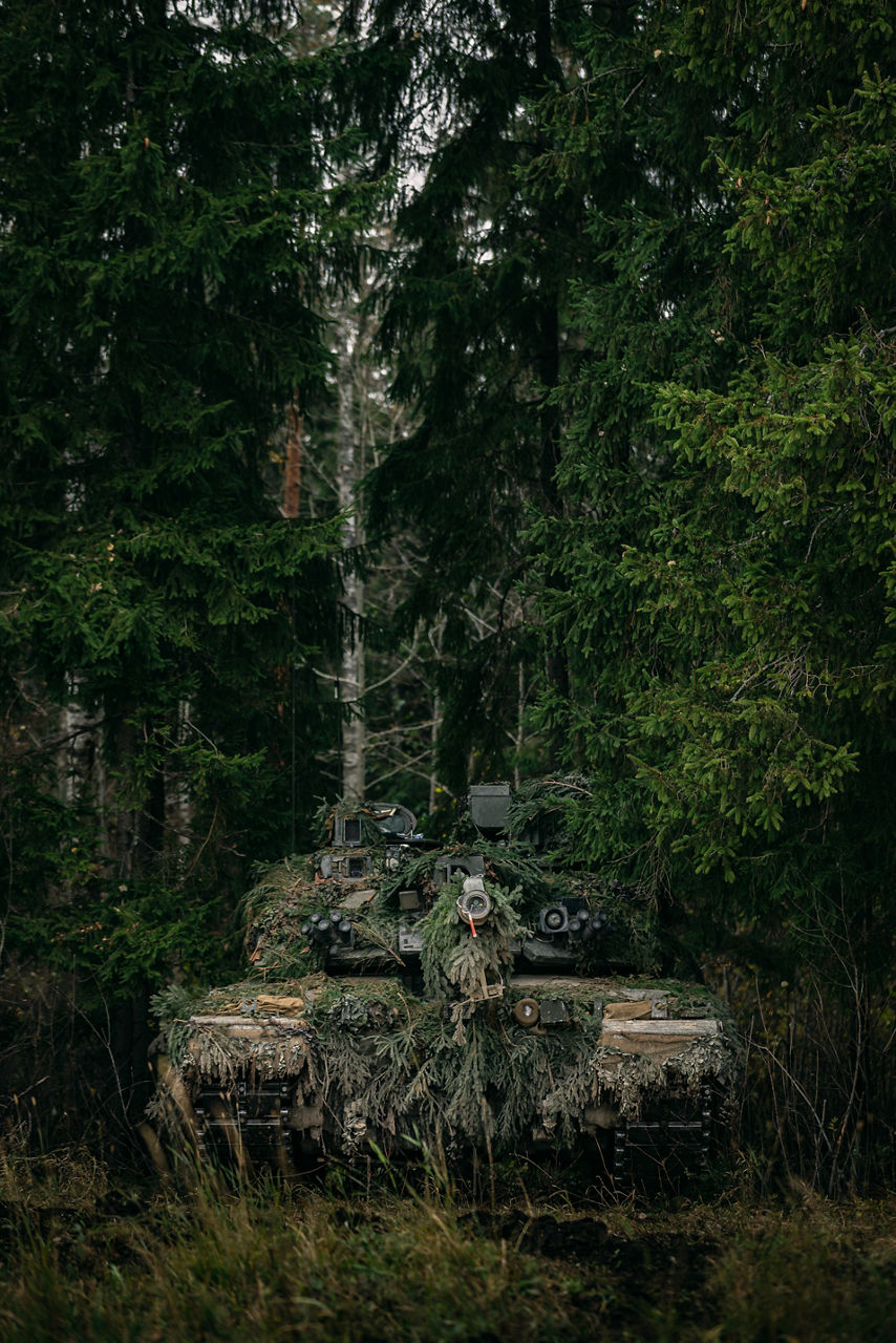 A British Challenger 2 tank awaits orders while camouflaged by trees during Exercise Bold Eagle. 



NATO Allies tested their quick reaction defence skills in Estonia during Exercise Bold Panzer, strengthening NATO’s ability to respond to any incursion into Estonian territory. The exercise brought together forces from Canada, Estonia, France, Latvia, Poland, Slovenia and the UK over two weeks, ensuring their readiness to protect Estonia and the Alliance.
