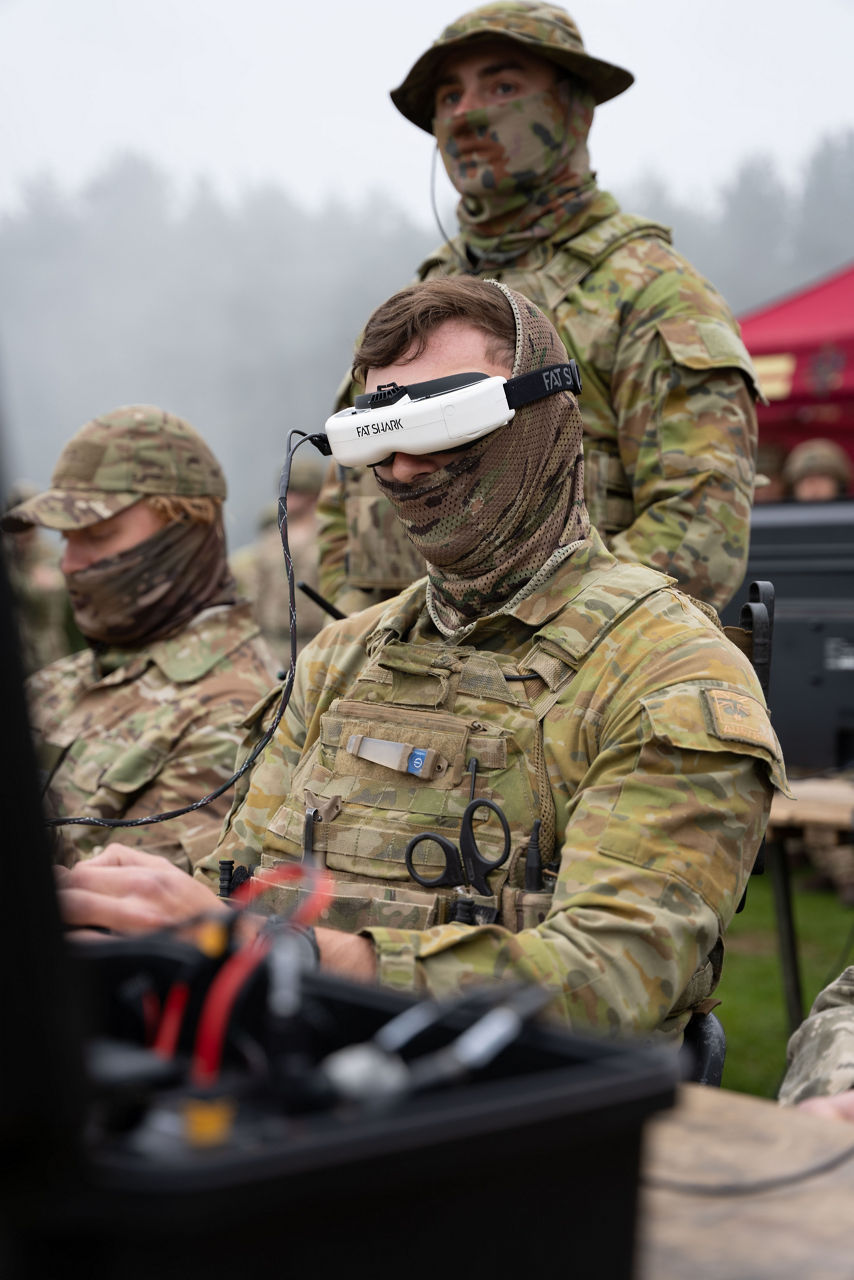 Australian drone operators take part in a dynamic drone demonstration. At an undisclosed location in the United Kingdom, during training exercises as part of Operation Interflex, Ukrainian military personnel shared their experience in using First Person View (FPV) drones in combat operations, which has been in turn used to feed back into the training programme for Ukrainian soldiers. 

The way that the Ukrainians had to fight has changed rapidby over the years since Russia’s full scale invasion, meaning training programmes for Ukrainain soldiers  had to be constantly updated to keep the pace with new threats in the battlefield.
