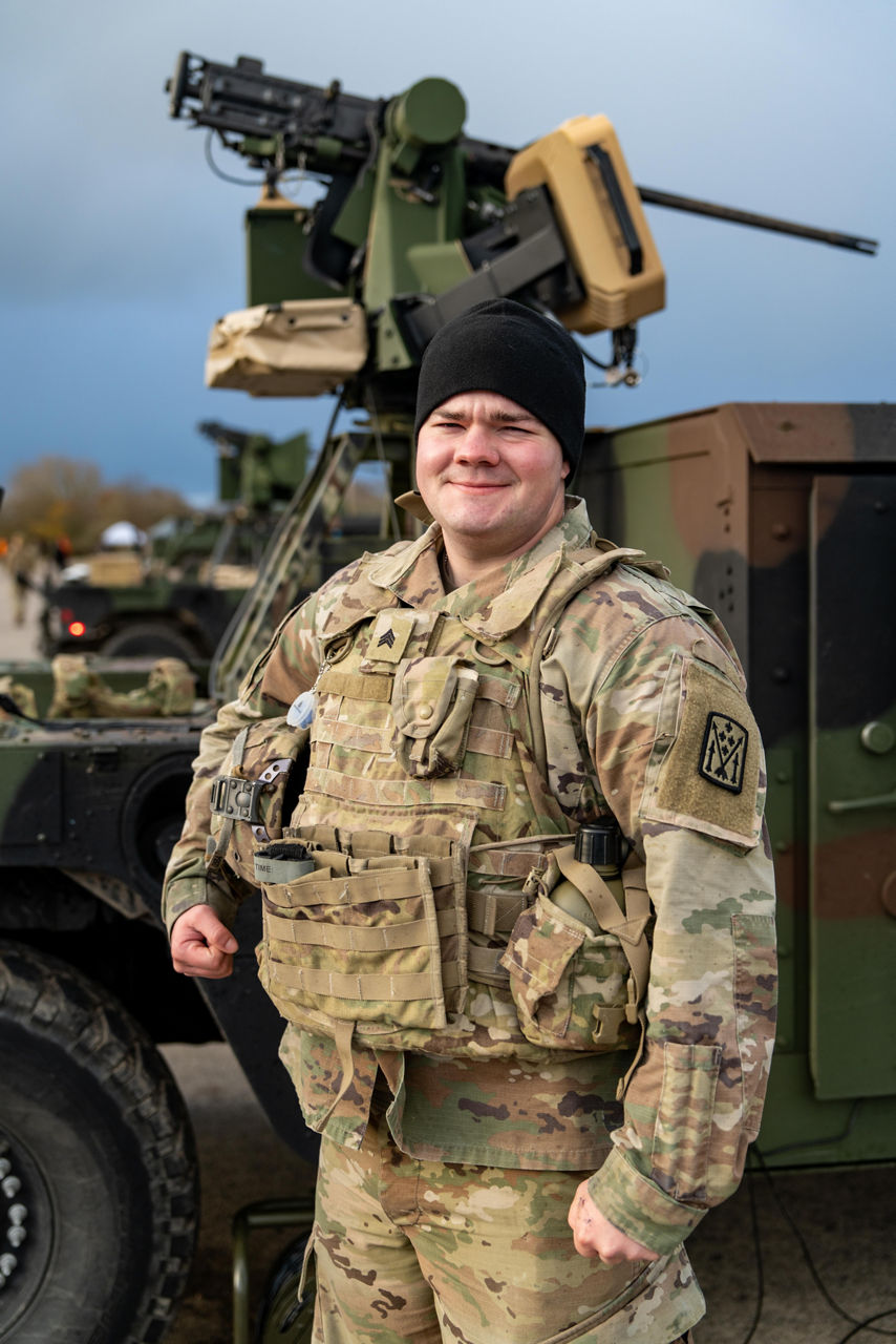 A US Army soldier participating to counter-drone technology tests poses for a portrait in front a US Army vehicle.

NATO and its Allies are boosting our defence against the threat posed by drones with various initiatives. Part of these efforts is Project Flytrap 4.5, a US-led initiative designed to test and evaluate off-the-shelf, scalable, cutting-edge counter-drone technologies, for possible fast procurement and future integration into Allied air defence systems. These tested systems can help Allies to detect and destroy drones at a lower cost and higher efficiency.