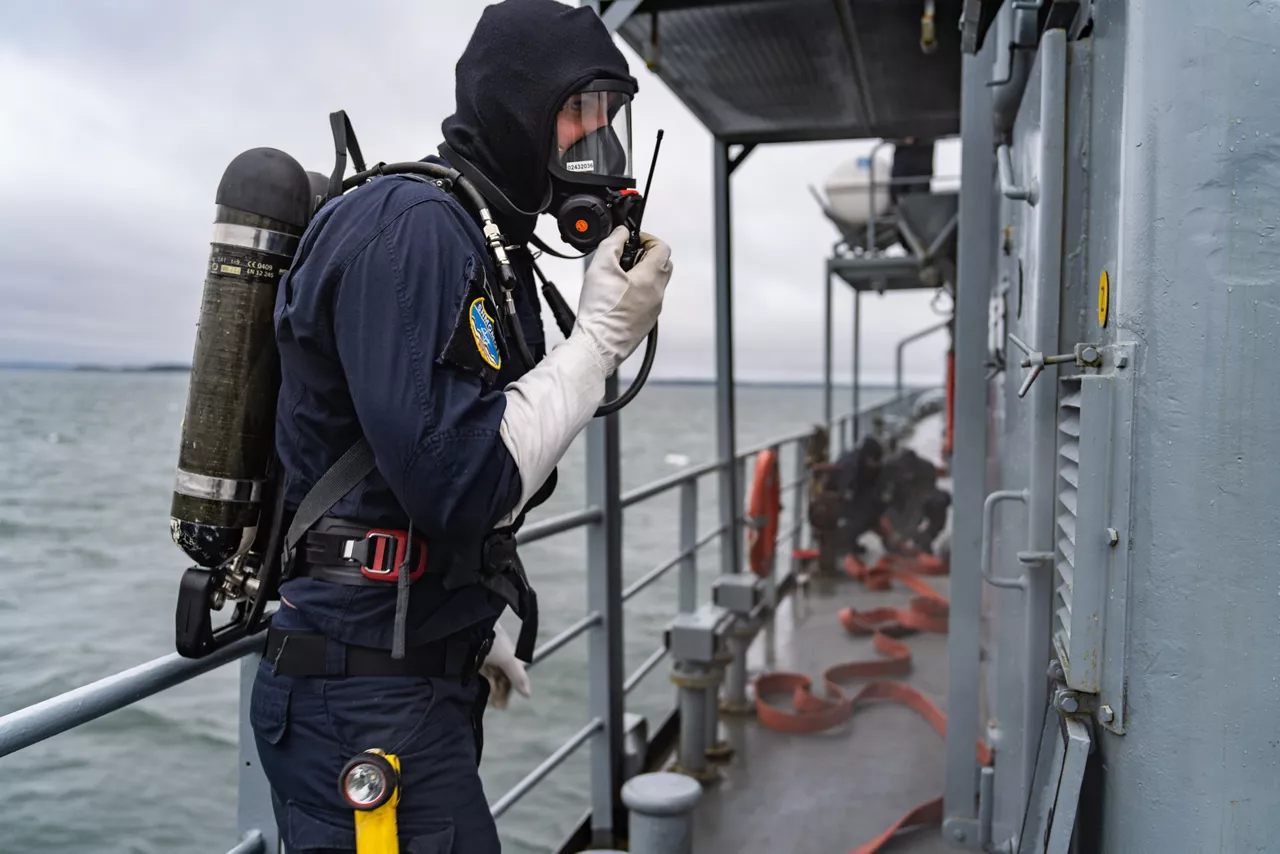 Latvian sailors aboard SNMCMG1’s flagship LVNS Virsaitis conduct firefighting drills during exercise Freezing Winds.

NATO and its Allies are intensifying efforts to protect vital sea routes and critical infrastructure. Exercise Freezing Winds 2025 brought together ships from Standing NATO Mine Countermeasures Group One (SNMCMG1) and other Allied units to train side by side in the Baltic Sea’s harsh winter conditions. Over several days, naval forces, divers, and mine counter-measure teams practised joint operations to ensure readiness against diverse threats — from detecting and neutralising underwater threats to responding to disruptions affecting vital sea lines of communication. This exercise complements NATO’s Baltic Sentry enhanced vigilance activity, launched in January 2025 to strengthen surveillance and monitoring across the region. The exercise took place from 24 November to 4 December 2025.