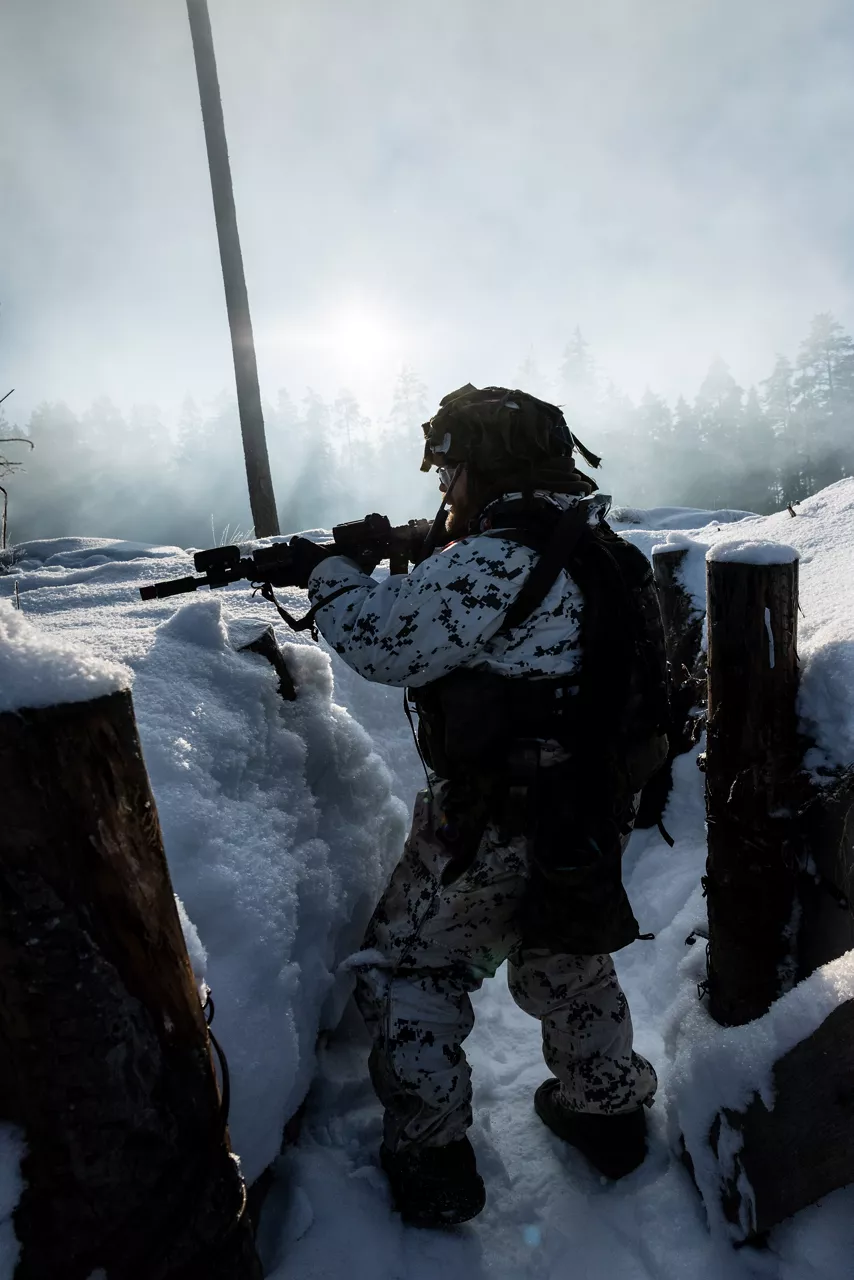 An Estonian Army soldier fires from a trench near Tapa, Estonia.



During exercise Winter Camp, NATO’s multinational battlegroup in Estonia braved bitterly cold temperatures as units trained together in demanding winter conditions. The unforgiving environment allowed Allied troops to refine their cold‑weather techniques and demonstrate their ability to defend their territory under any circumstances.

