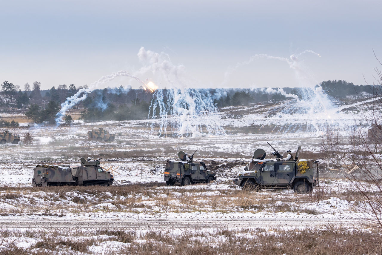 NATO troops engage targets during a live‑fire exercise on the training range during exercise Steadfast Dart 26.

Between January and March, around 10,000 troops from 13 NATO Allies deployed across Europe for exercise Steadfast Dart 26 — the Alliance’s largest and most visible drill of the year. The exercise brought together 17 naval vessels, more than 20 aircraft and roughly 1,500 military vehicles in Germany, testing NATO’s rapid reinforcement and coordination across land, air, sea and cyber domains.