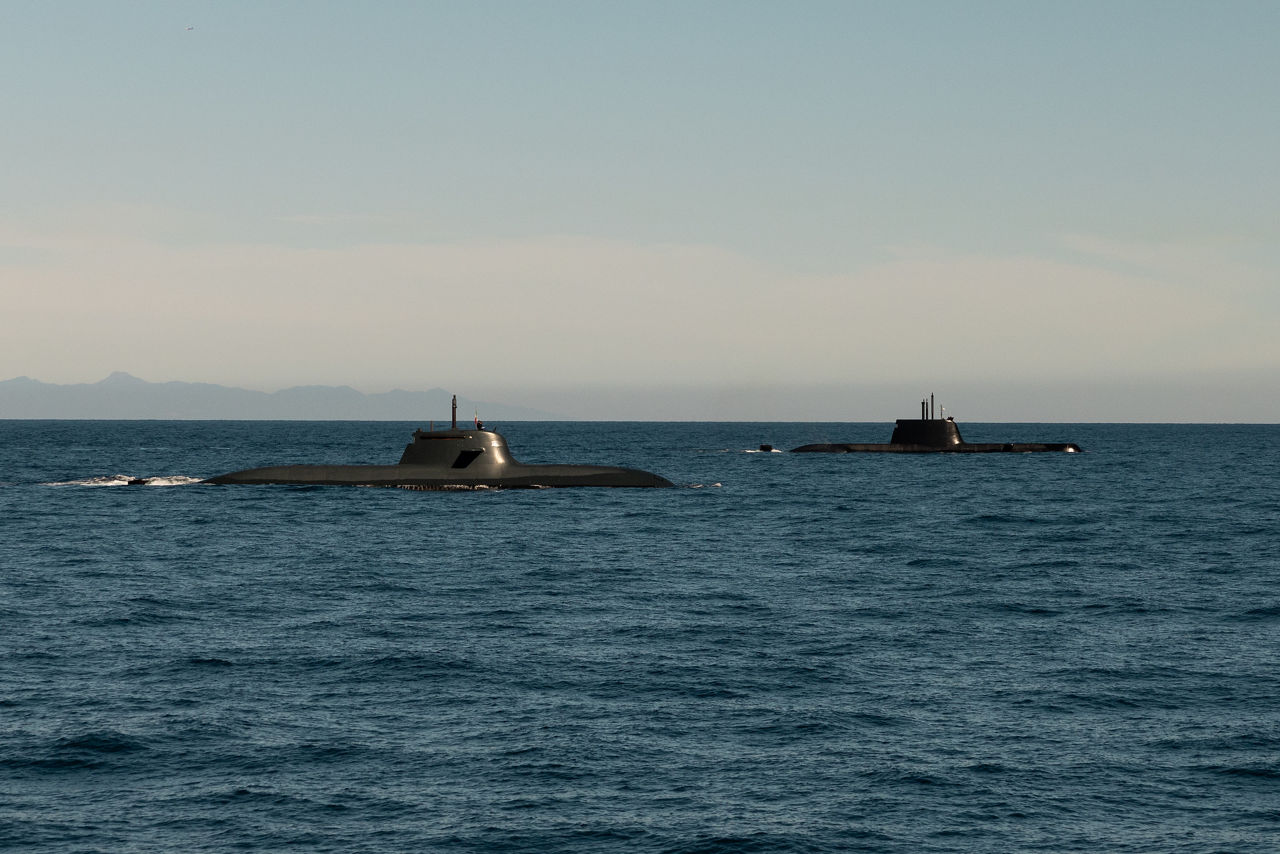 Italian Navy and Hellenic Navy submarines sail in formation during Exercise Dynamic Manta 26. The exercise, held annually by NATO Allied Maritime Command, tests Allied Anti-Submarine Warfare capabilities in a series of sub-hunting drills off the coast of Sicily. This year’s iteration gathered ship, submarines and aircraft from nine Allies, including Canada, France, Germany, Greece, Italy, Portugal, Turkey, the United Kingdom and the United States.