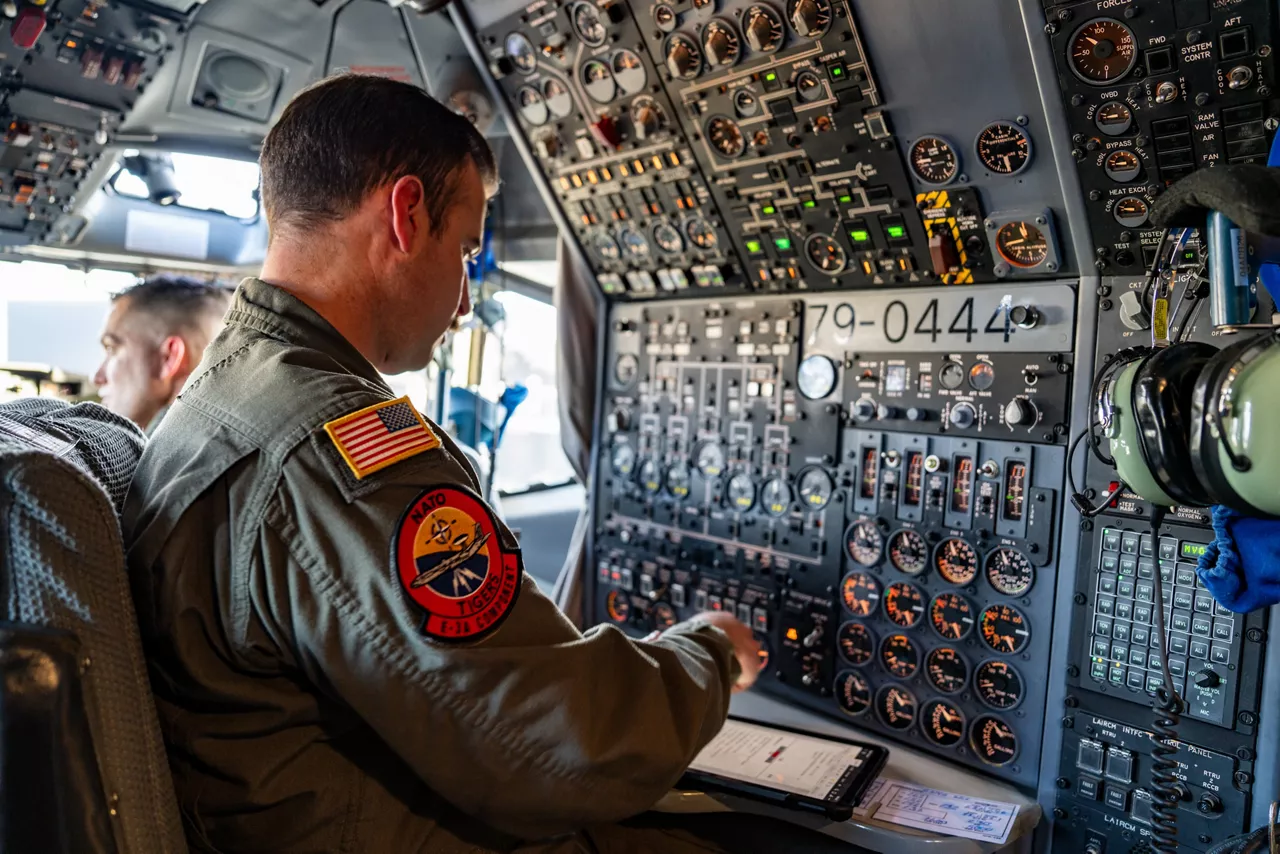 A United States Air Force flight engineer conduct post‑flight checks on a NATO E‑3A Airborne Warning and Control System (AWACS) aircraft.

NATO’s Airborne Warning and Control System (AWACS) launched its first surveillance flight over the Barents Sea on 6 March 2026 in support of the enhanced vigilance activity “Arctic Sentry.” Arctic Sentry brings together exercises, troops and capabilities from several NATO Allies across the Arctic and the High North. By boosting surveillance and sharpening joint readiness, ”Arctic Sentry”  helps ensure that NATO and Allies can respond together to challenges in one of the world’s most strategically important regions.