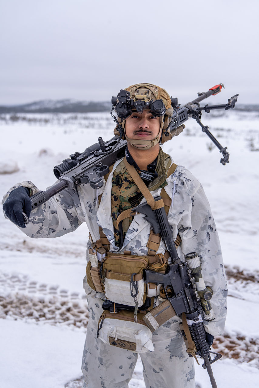 A US Marine poses for a photo with his machine gun in harsh Arctic conditions during Exercise Cold Response 26.

Exercise Cold Response 2026 brought together more than 32,000 troops from 14 Allied nations for intensive training above the Arctic circle in Norway and Finland. In Lapland, Finland, soldiers trained side‑by‑side to reinforce defensive positions and carry out tasks that test their endurance and teamwork in an environment where freezing temperatures, deep snow and long distances make every movement a challenge. Working together in these tough conditions helps Allies improve coordination, build trust and stay ready to work together in the harsh Arctic conditions, whenever needed. Cold Response is part of NATO’s recently established vigilance activity Arctic Sentry, dedicated to the defence and security of the High North and the Arctic.