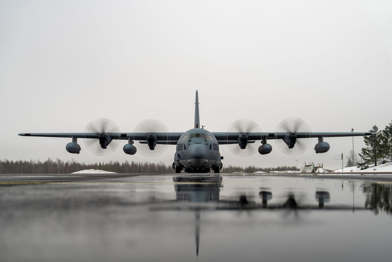 A US Marine Corps KC‑130J prepares for take‑off during Exercise Cold Response 2026 in Rovaniemi, Finland.

Exercise Cold Response 2026 showcased how Allied aircraft and aircrews operate in one of the most demanding environments on earth. In Finland’s Lapland region, Finnish F/A-18 fighter jets launched from icy runways while US Marines KC-130 tankers demonstrated their vital refuelling capabilities, both in the air, extending mission range, and on the ground, where they can set up temporary refuelling spots to support aircraft operation in remote locations. Pilots, ground crews and support teams trained side by side to maintain aircraft, coordinate sorties and ensure safe operations despite the Arctic’s extreme temperatures and challenging conditions. Cold Response is part of NATO’s recently established vigilance activity Arctic Sentry, dedicated to the defence and security of the High North and the Arctic, and it took place in Norway and Finland from 9 to 20 March 2026.