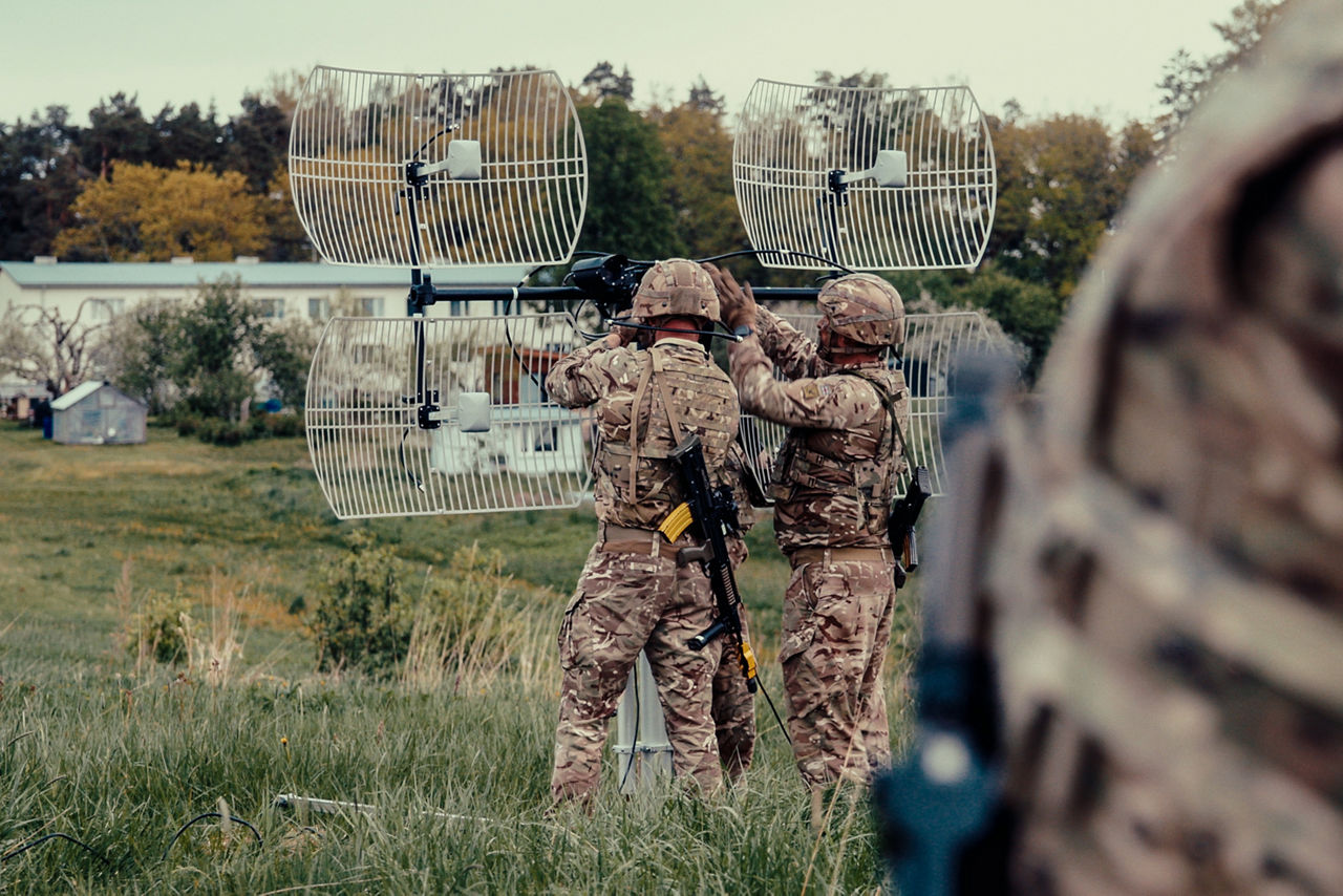 British Army soldiers prepare a signal extender antenna array before launching an AR3 Evolution reconnaissance drone during Exercise Spring Storm 26. Spring Storm is the largest annual exercise of the Estonian Defence Forces, testing the leadership and combat readiness of the Estonian Army, Air Force, Navy and Cyber Command, as well as the Estonian Defence League. Forces from NATO's multinational battlegroup in Estonia also participated, ensuring that, should Estonia need to defend its territory, its troops will be ready to seamlessly integrate Allied combat power. Spring Storm 26 took place throughout Estonia and in northern Latvia from 4 May to 1 June 2026.