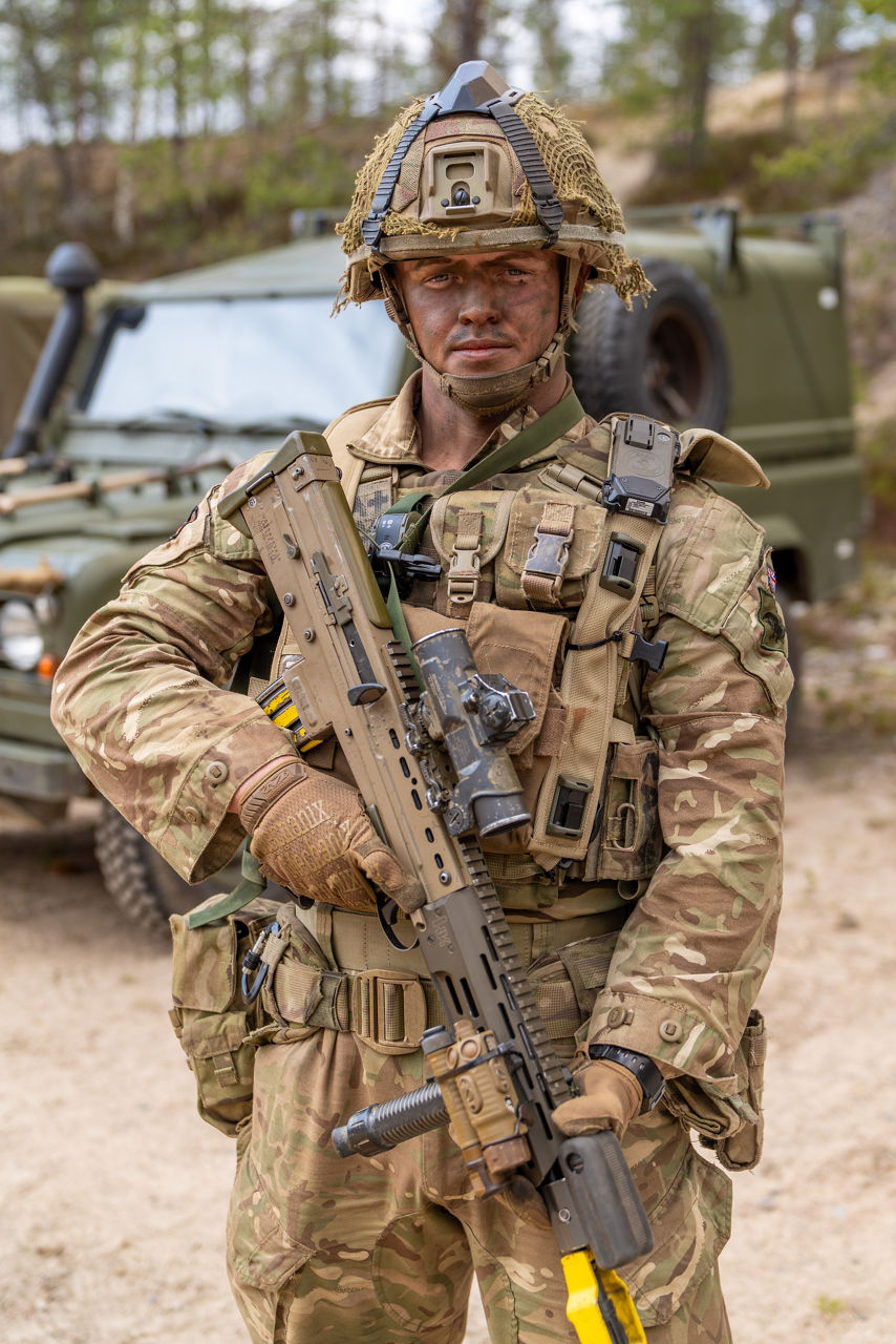 A British Army rifleman poses with a rifle in front of a British Army Defender light mobility vehicle.

Exercise Northern Star 26 brings together more than 5,000 troops from seven NATO Allies – Finland, France, Hungary, Italy, Poland, the United Kingdom and the United States for joint training in the forests of Kainuu, Finland. Soldiers train side by side in dense terrain, combining air and ground operations as Chinook helicopters insert troops into landing zones, while armoured units manoeuvre and infantry advance through the forest to engage in simulated combat. For many Finnish conscripts, this marks the final and most demanding phase of their military service, testing skills developed throughout their training. Working together in these conditions helps Allied forces strengthen coordination and improve how they operate together in harsh terrain. The exercise runs from 18 to 30 May 2026.