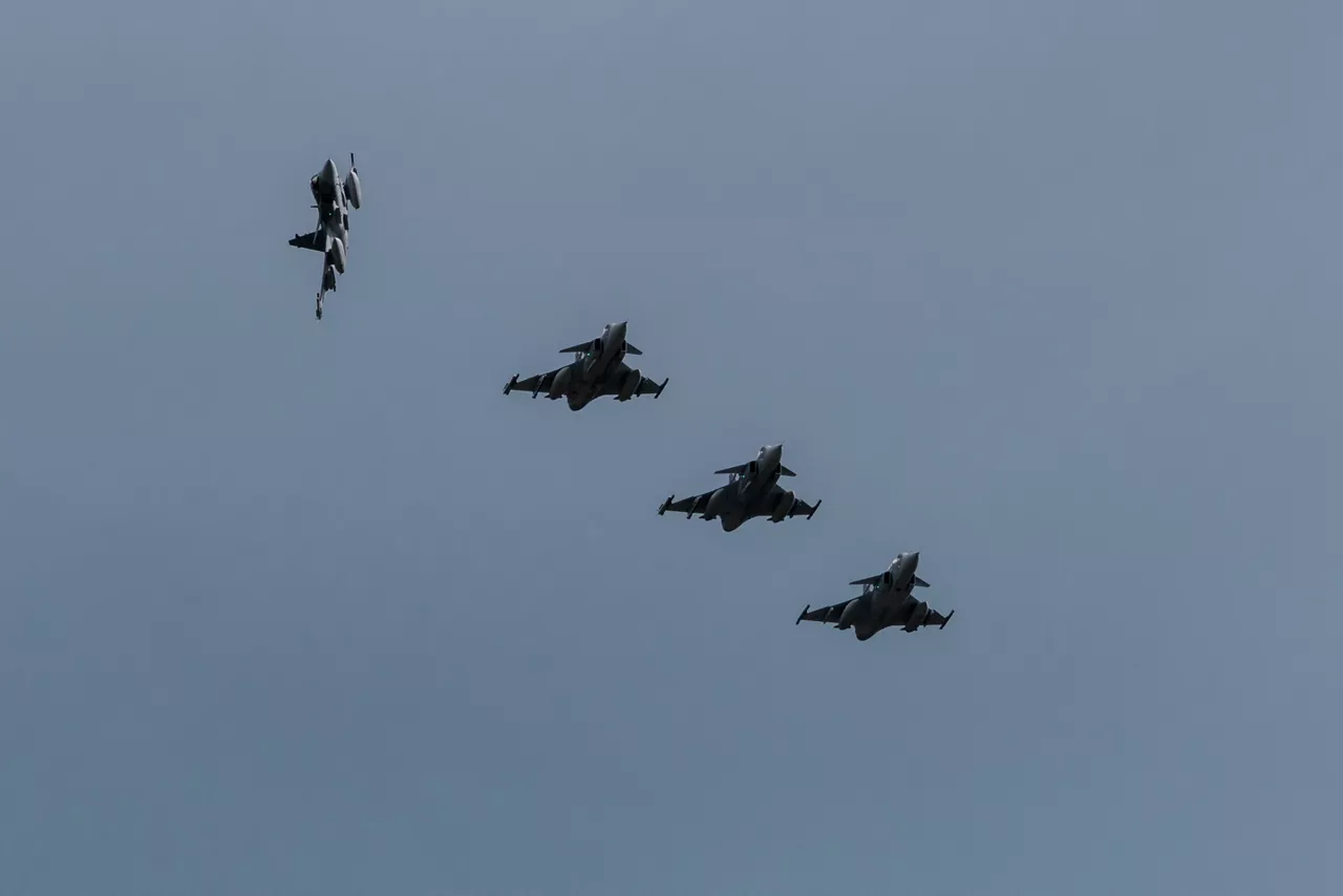 Swedish Air Force JAS 39 Gripens prepare to land at Bardufoss Air Station in Norway during exercise Ramstein Flag 26. This year’s iteration of NATO's annual large-scale exercise involved 18 nations flying more than 200 aircraft from 20 different locations across Europe, including several air bases in the High North. The Swedish Air Force sent a detachment of Gripens to Air Station Bardufoss, where Norway has brought a Cold War-era bunker-hangar complex back into use after roughly four decades of dormancy.