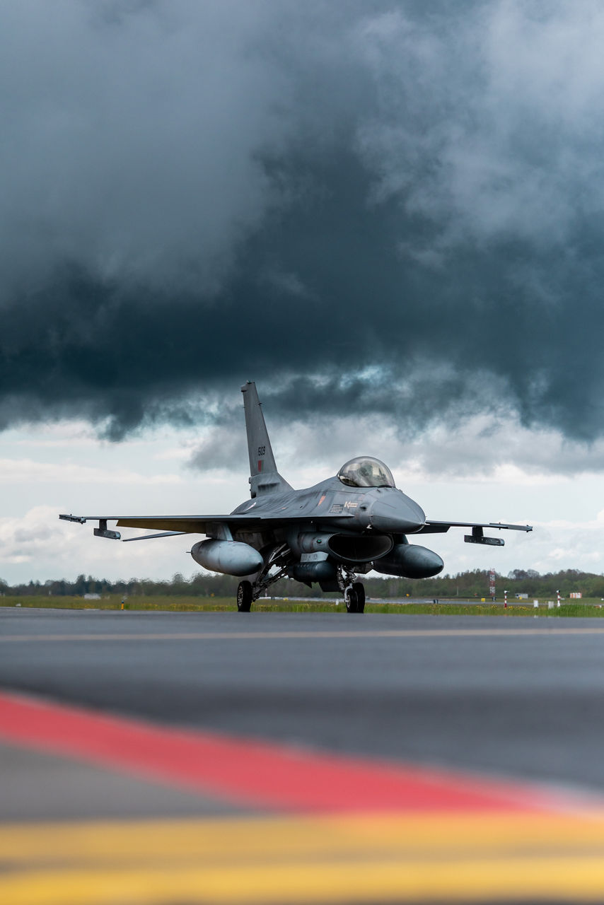 A Portuguese Air Force F-16 Fighting Falcon taxis for take-off during a Baltic Air Policing Rotation in Estonia. 

Baltic Air Policing is a peacetime mission in which NATO Allies deploy fighter jets to cover the airspace of Estonia, Latvia and Lithuania.