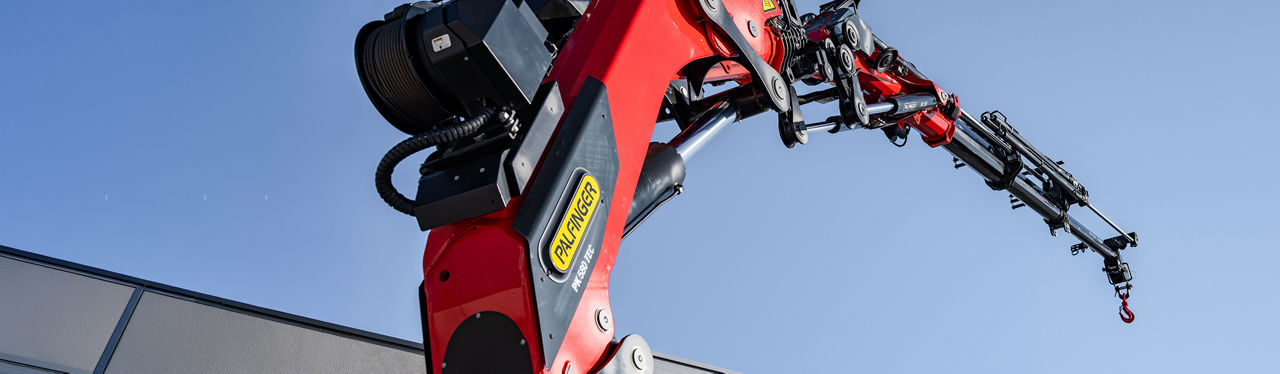 Close up of a Palfinger loader crane TEC