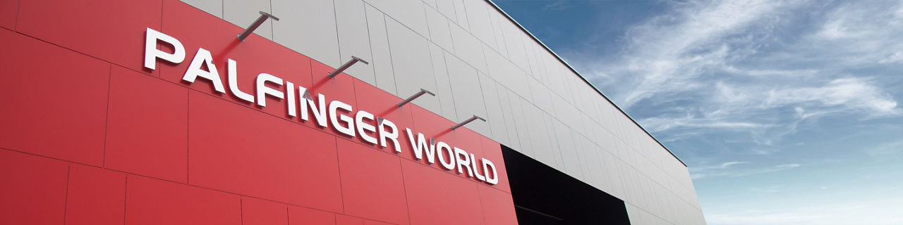 Building behind, that Highlights the company name PALFINGER