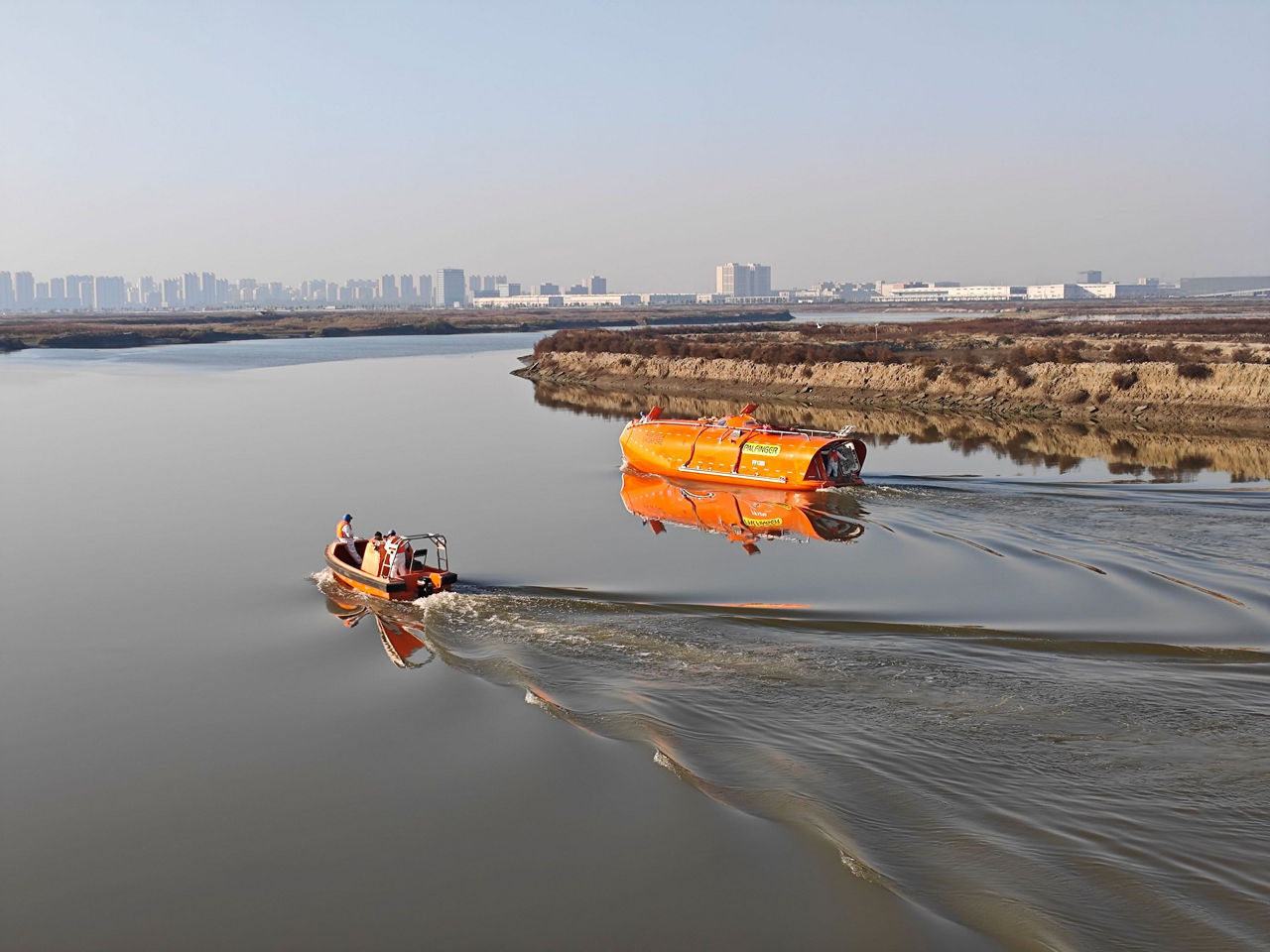 A PALFINGER lifeboat during testing