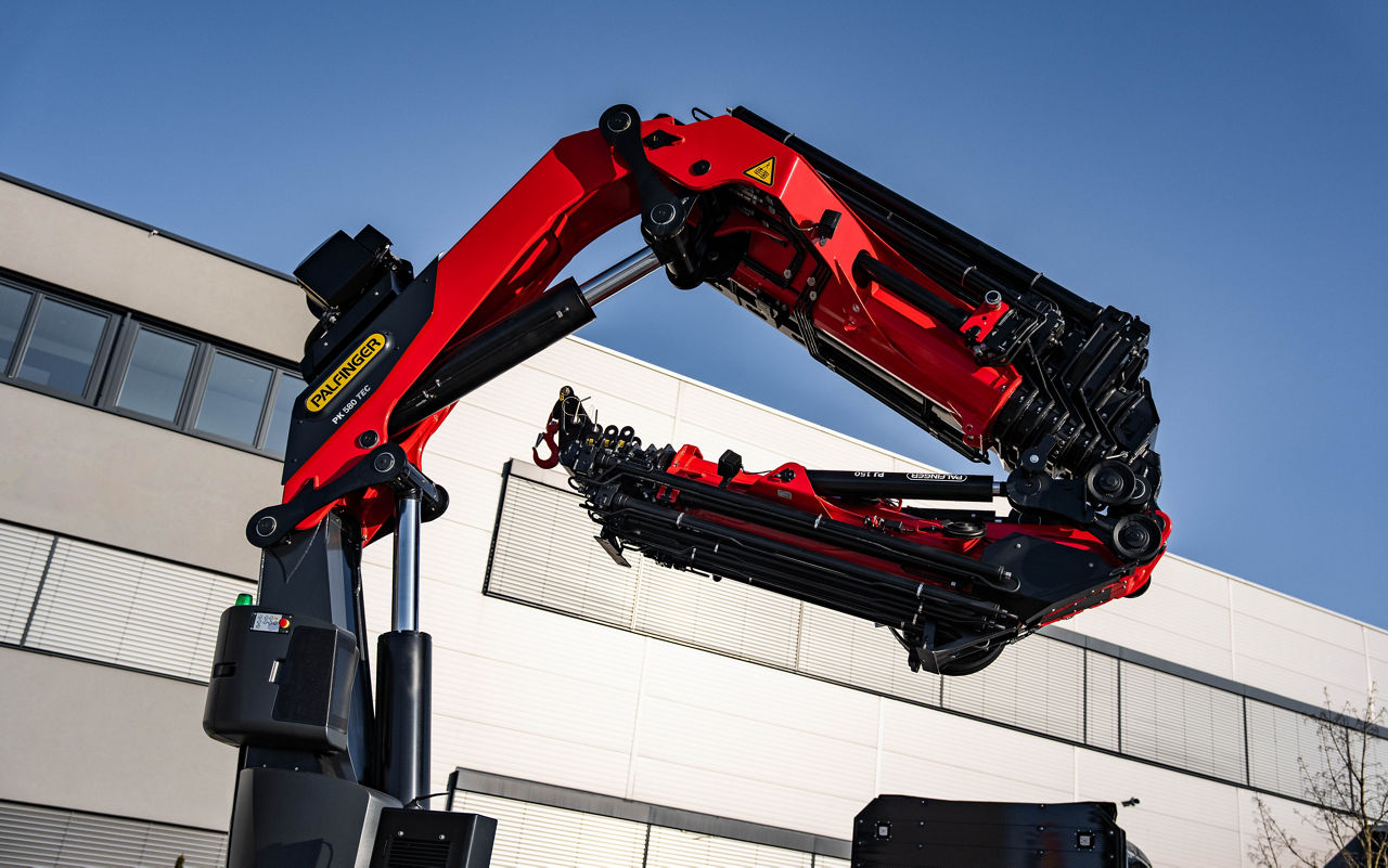 Close up of a Palfinger loader crane TEC