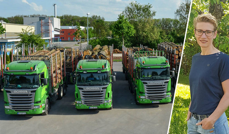 Powerfrau im Holztransport