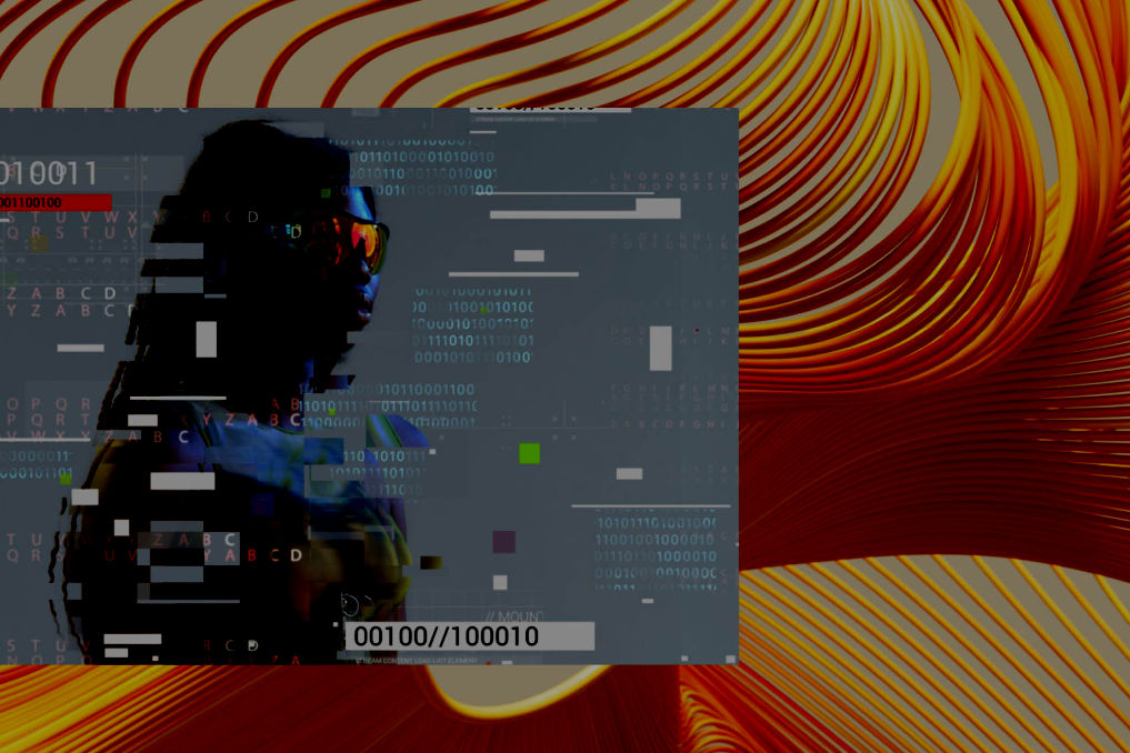 Artificial Intelligence illustration with a man wearing smart glasses