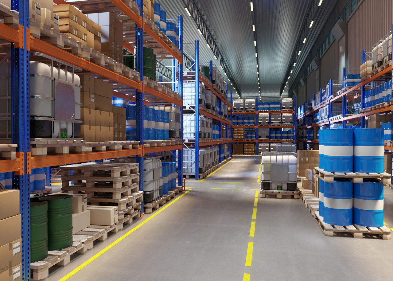 Warehouse operations with diverse goods waiting to be delivered to customers