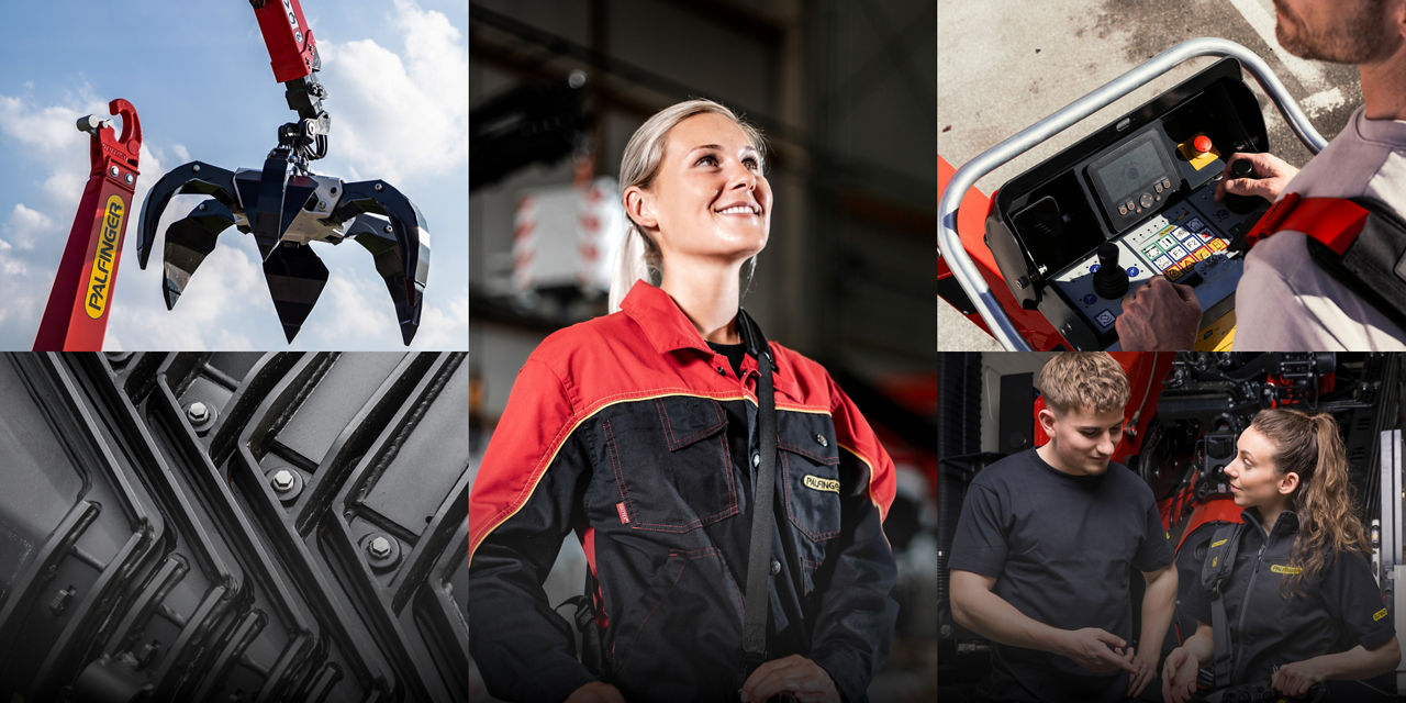 Collection of PALFINGER images showing products and people