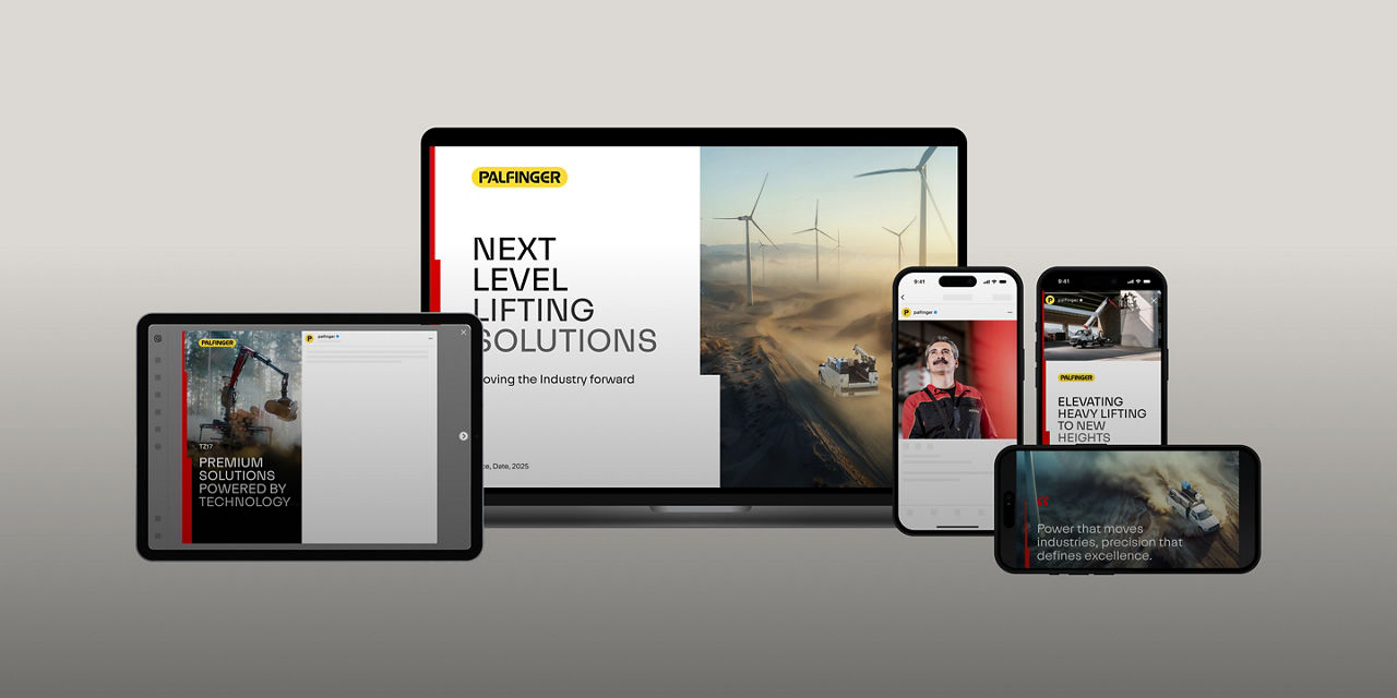 Minimalist interior stairwell with light gray concrete walls, a bold red handrail, and wayfinding graphics including a large red number “2” and directional signage pointing to office spaces, lobby, canteen, and parking.