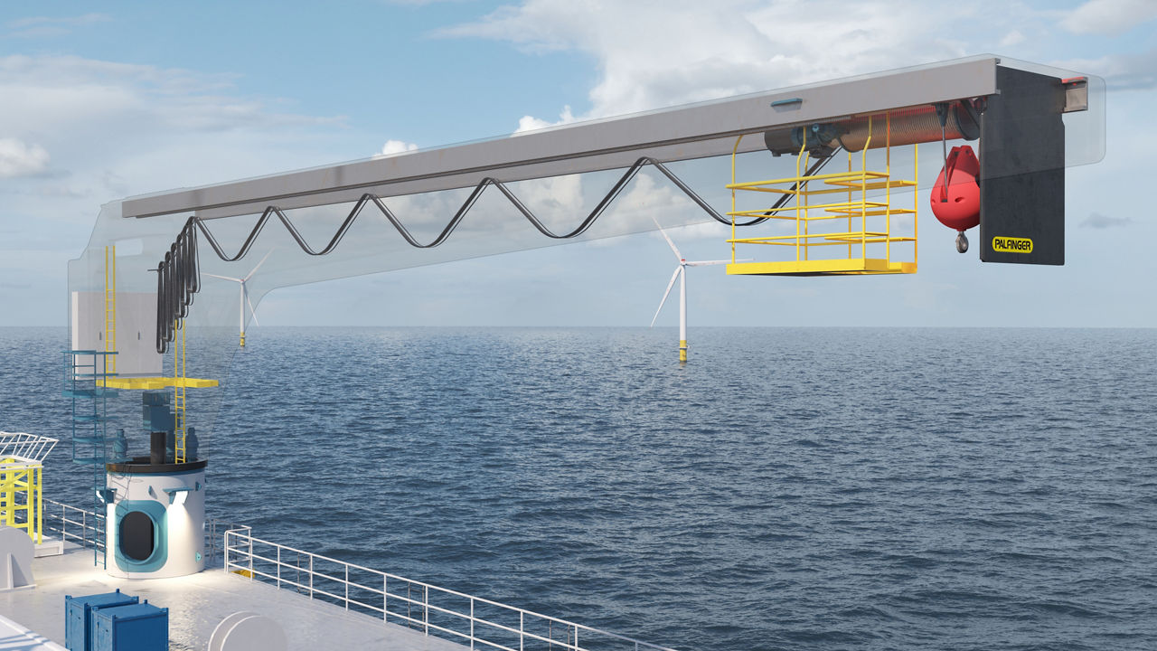 Fully electric jib crane for offshore wind application