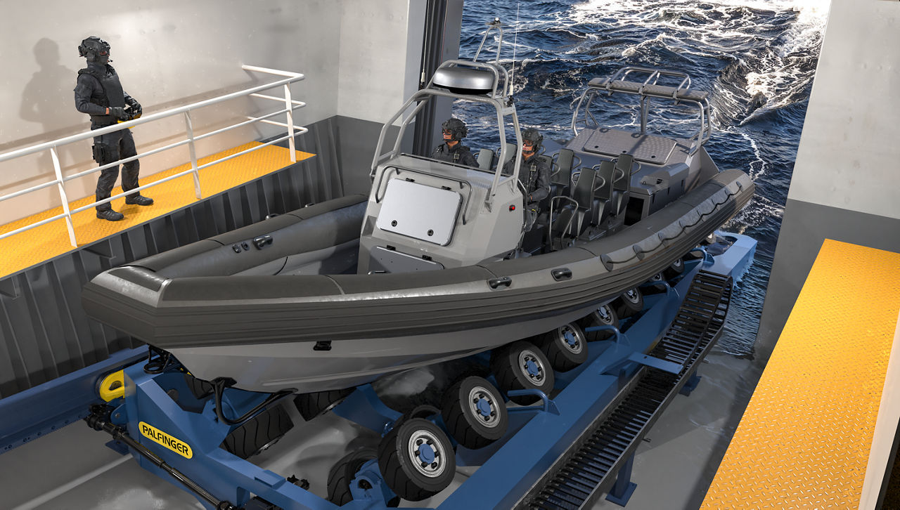 The Slipway System is fully self-adjusting, allowing it to launch and recover various boats with different hull shapes and propulsion configurations, without requiring any system reconfiguration when switching between boat types.