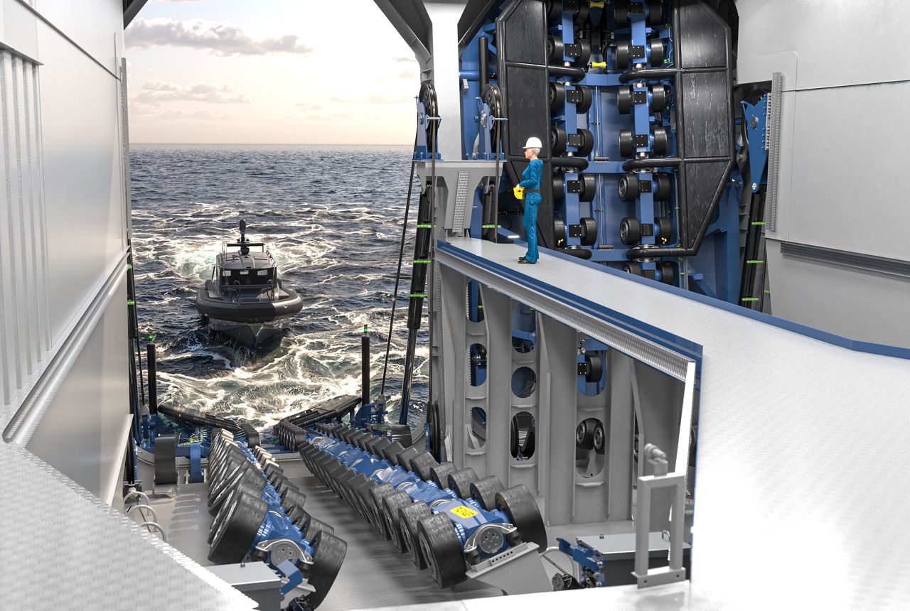 PALFINGER Slipway Systems eliminate the need for manual support or interaction from the boat crew during launch and recovery, making them exceptionally well-suited for the operation of uncrewed mission craft (USVs).