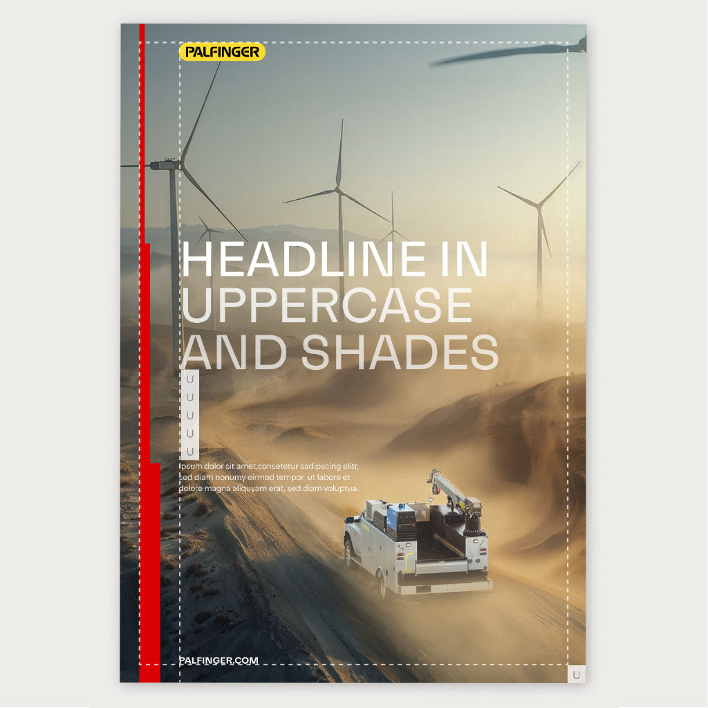 Full-surface image layout demonstrating safe placement of imagery and uplifting line pattern within defined margins