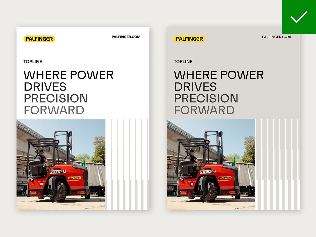 Balanced layout where red appears mainly in the product image, supported by a subtle, light uplifting pattern.