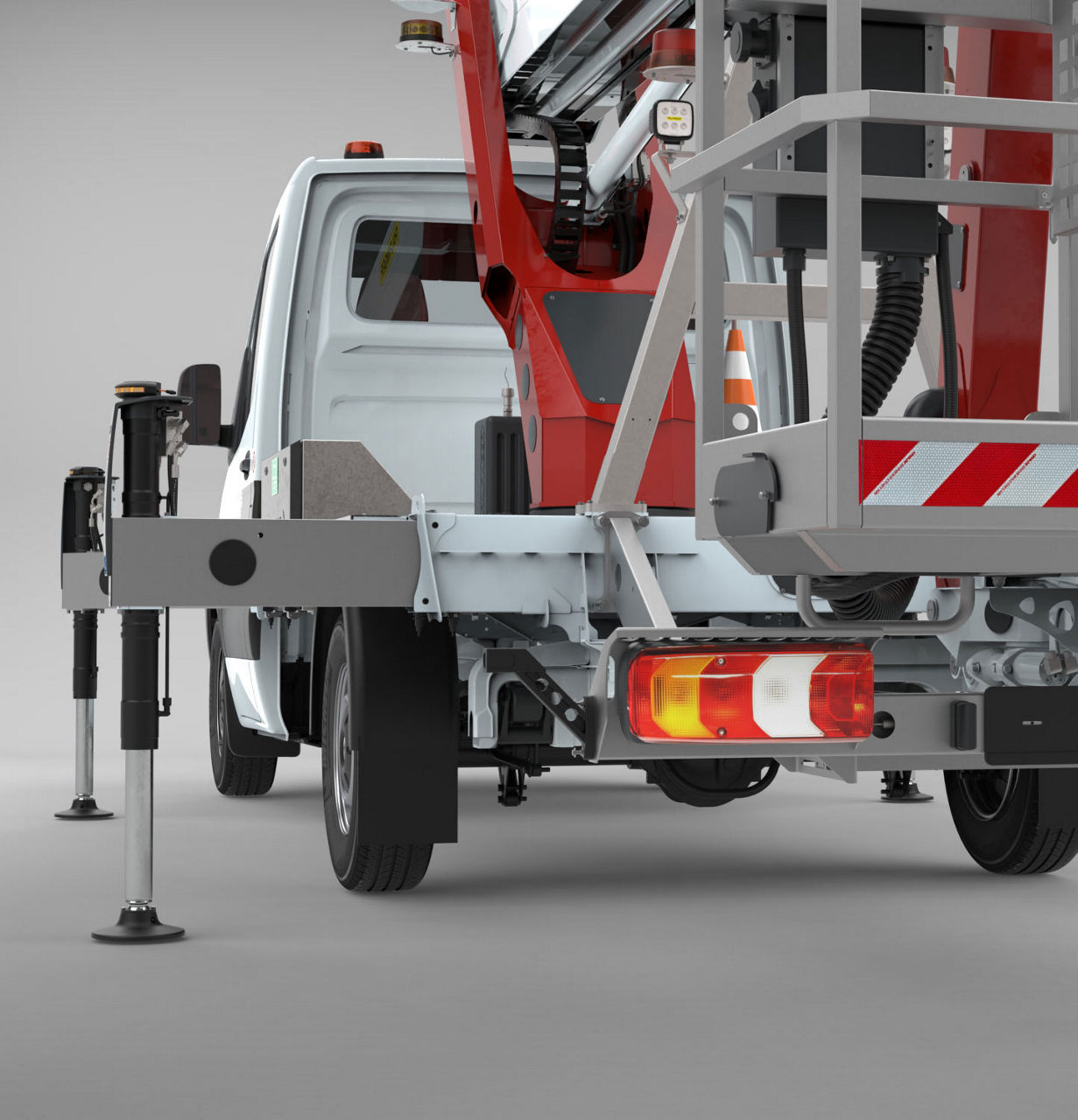 PALFINGER Arbeitsbühnen – TEC-Serie Nahaufnahme des Arbeitskorbs