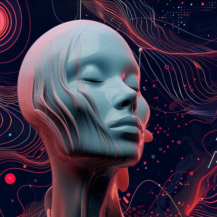 Illustration eines futuristischen Kopfes