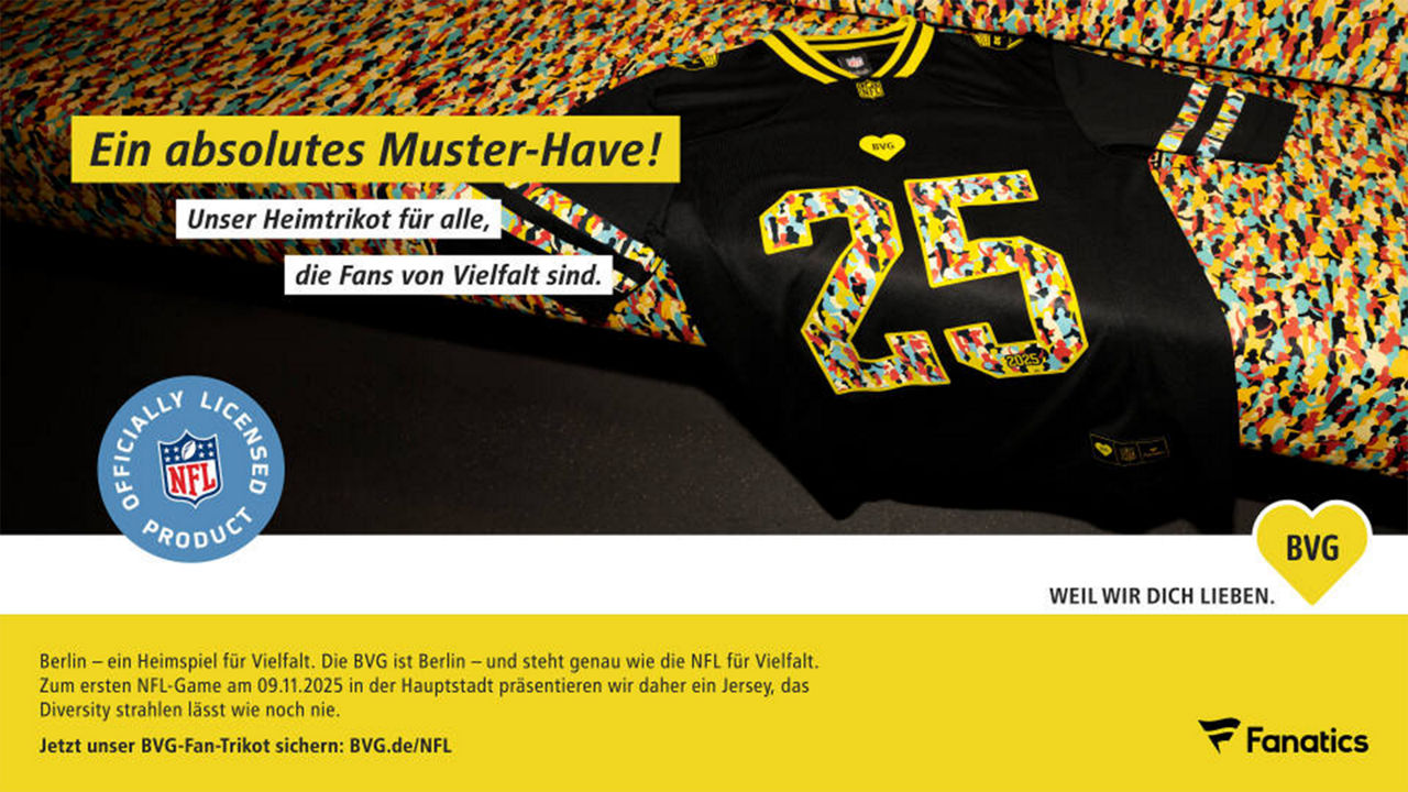 BVG und NFL präsentieren ein Fantrikot, das Vielfalt und Berliner Design vereint.