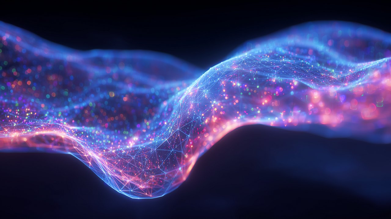 Abstract futuristic visual of a fingerprint with data streams