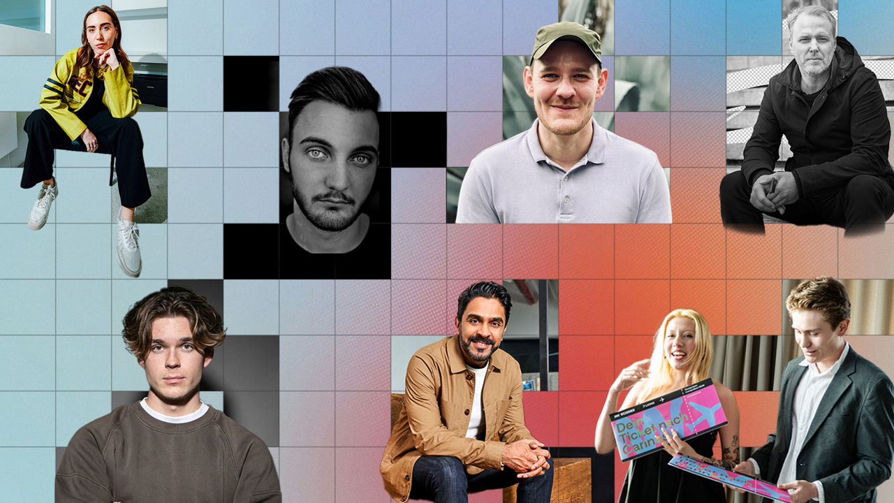 Collage featuring portraits of Anna Sramek, Azhar Siddiqui, Burcu Biyikli, Andreas Scholl, Lorenz Langgartner, Luca Dippold, Michael Wilk and Michael Winnicki against a tiled background. 