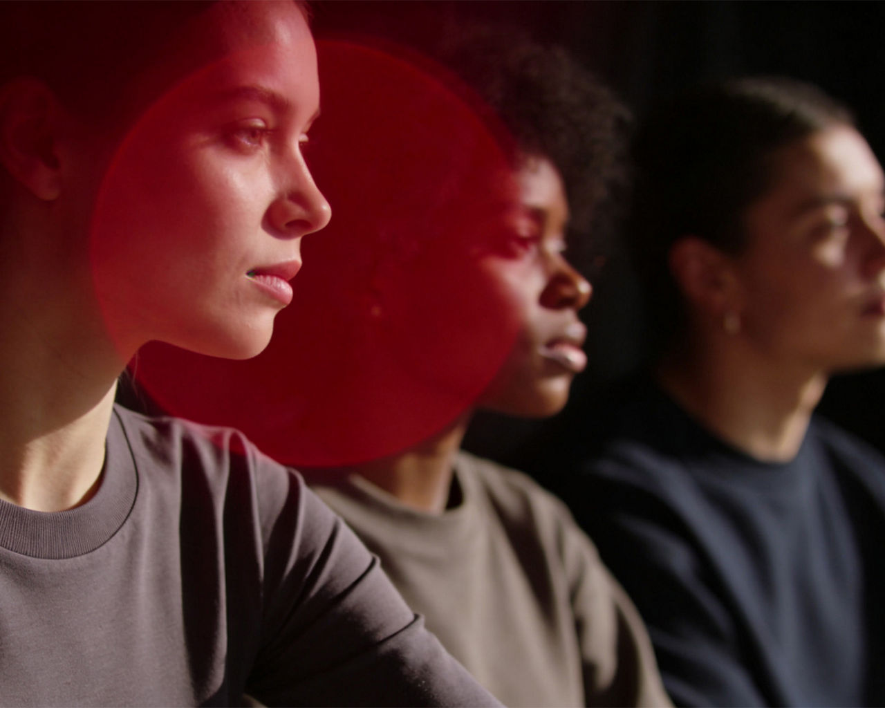three women from the side