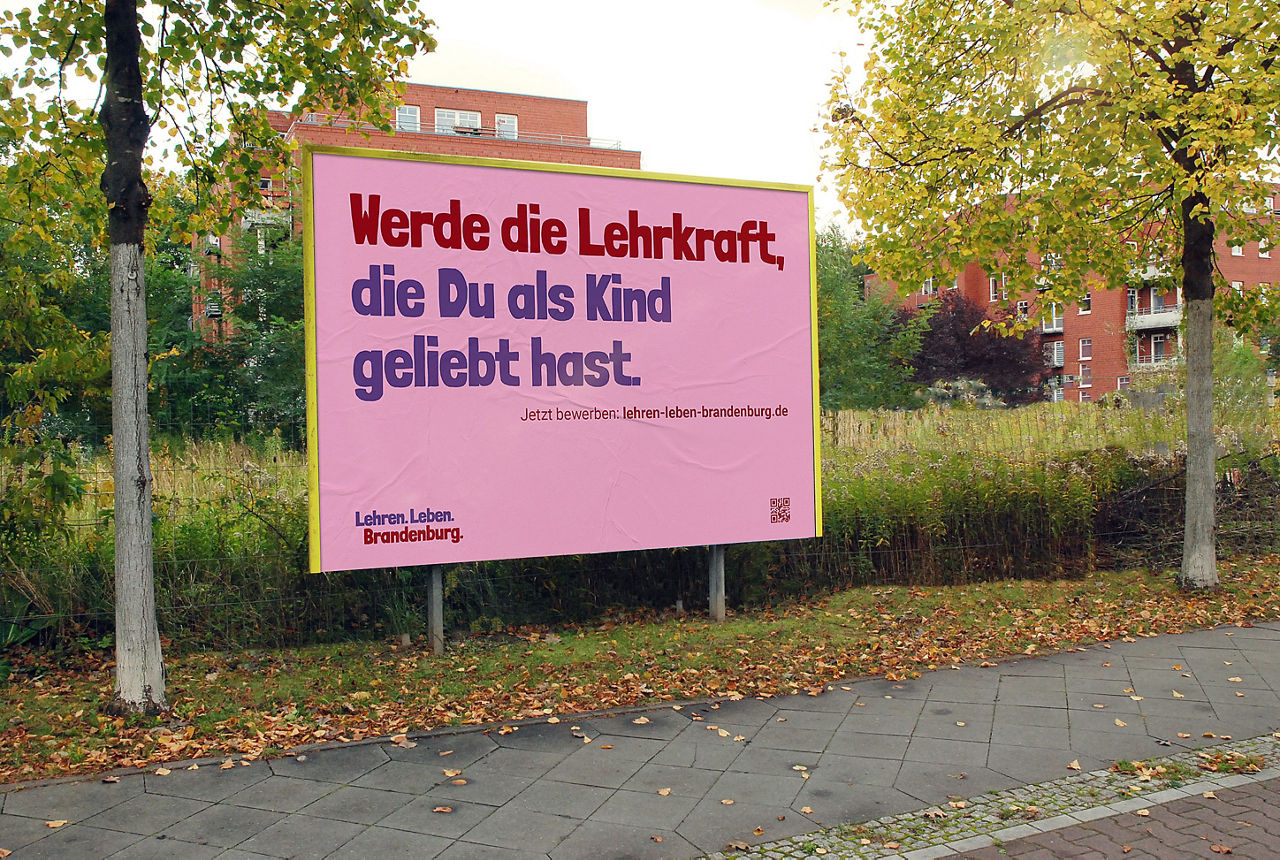 large pink advertising billboard