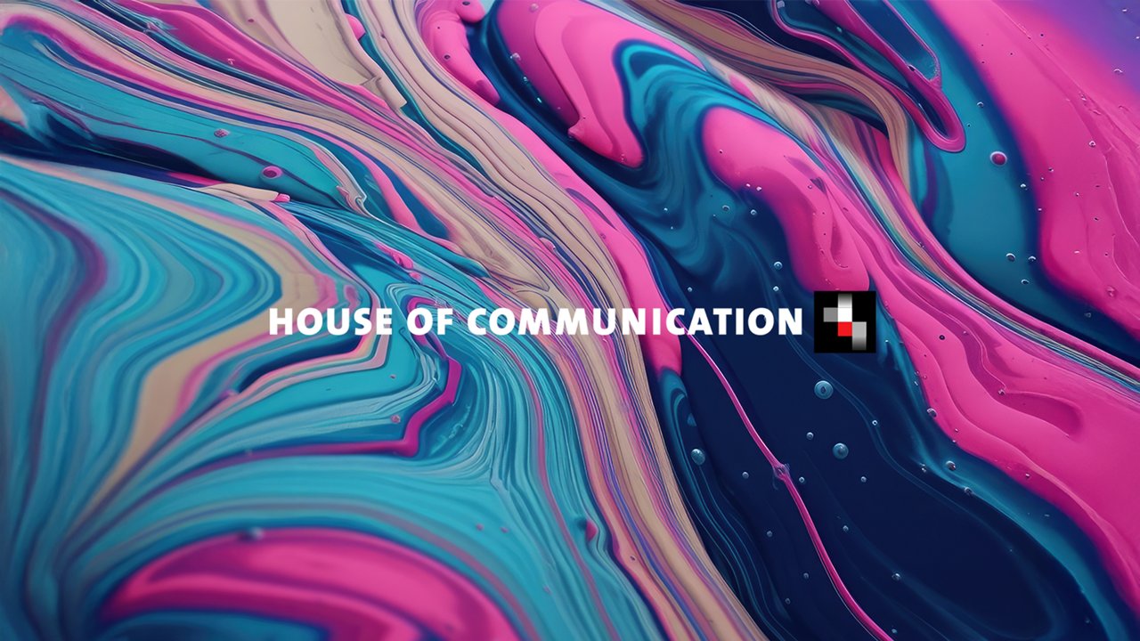 House of Communication Logo on a decorative visual backround image